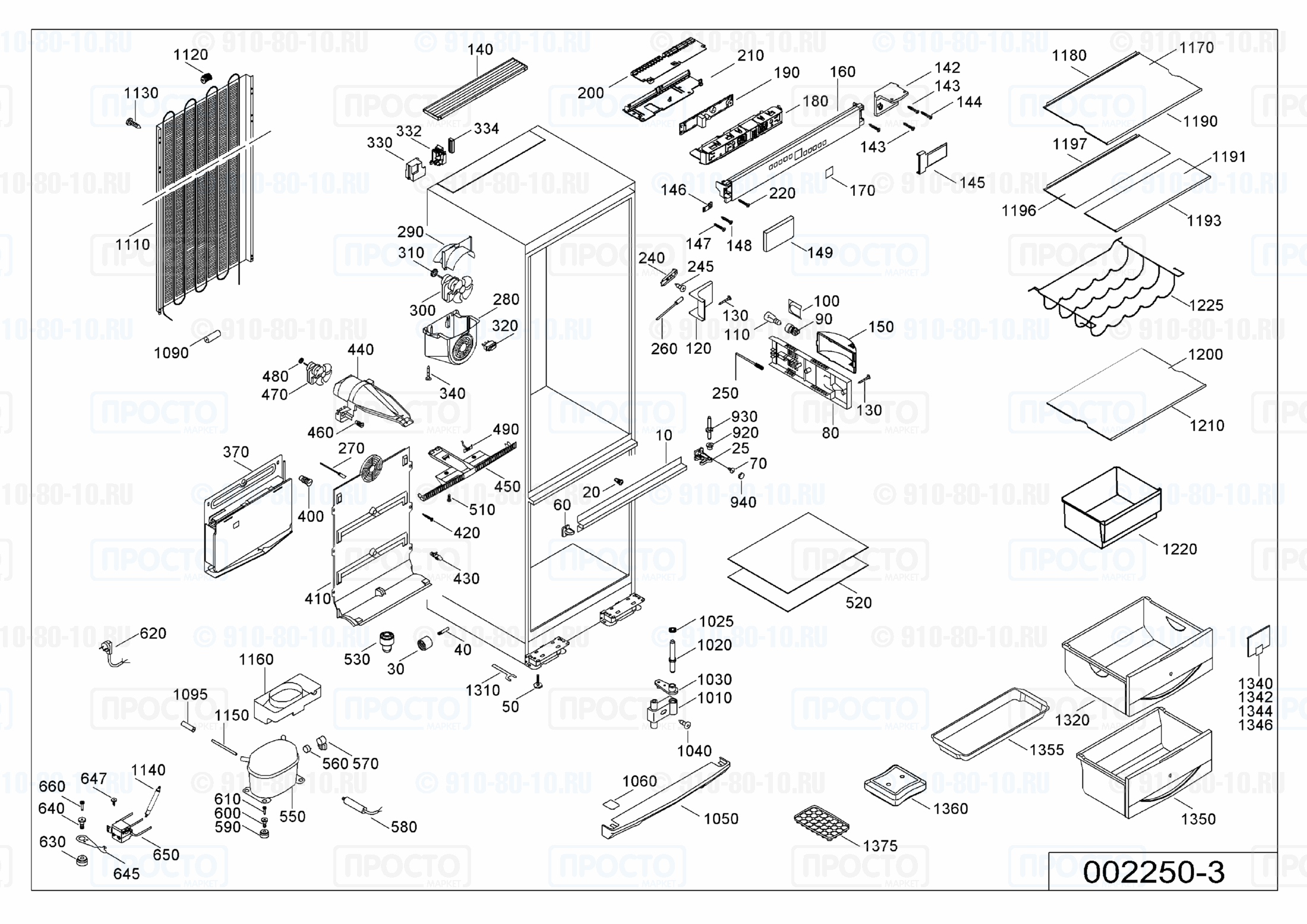 Взрыв-схема запчастей холодильника Liebherr CNes 3866-20C