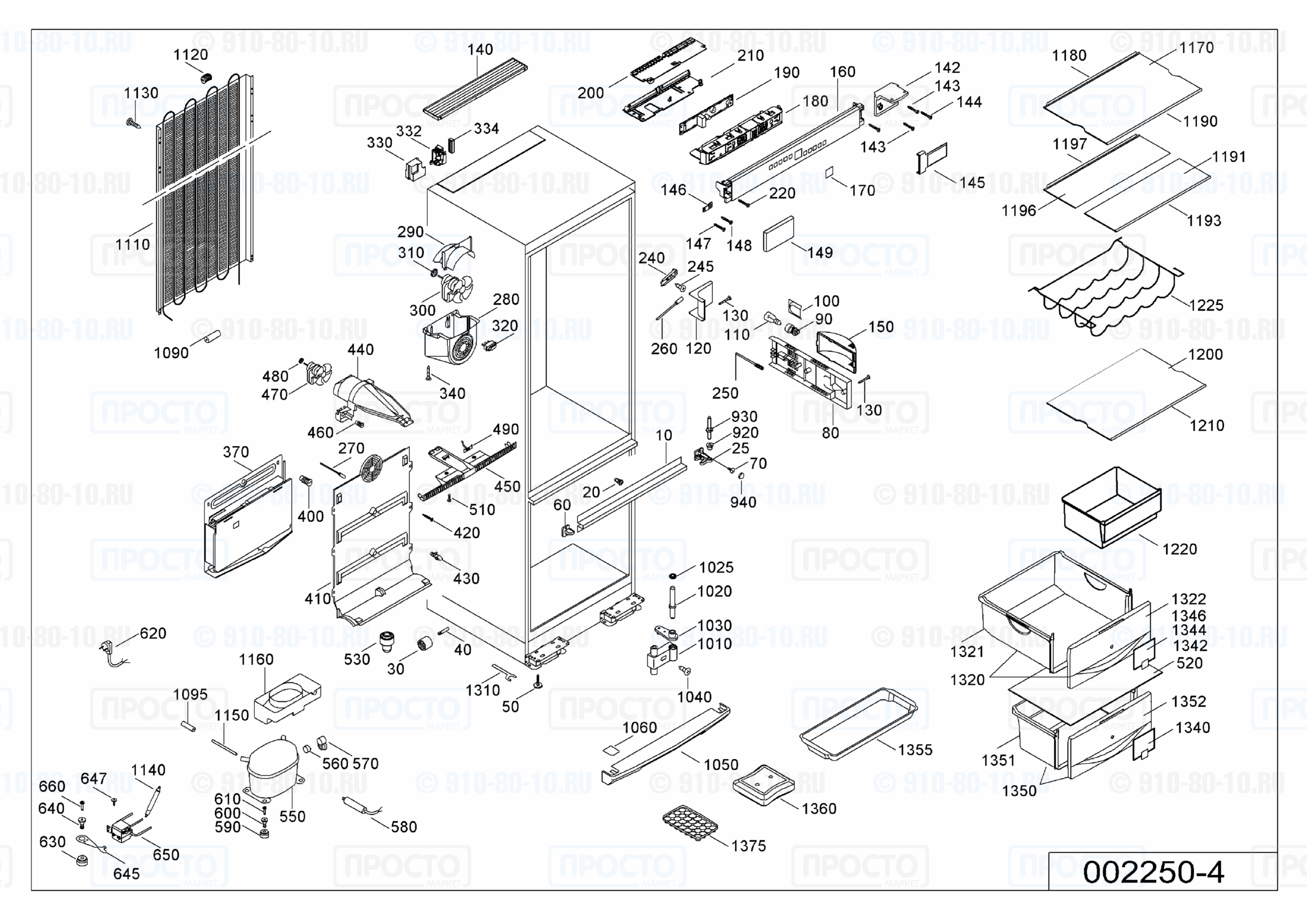 Взрыв-схема запчастей холодильника Liebherr CNes 3866-20H