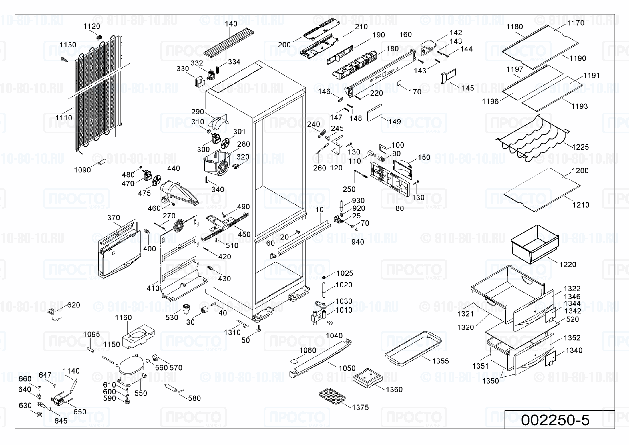 Взрыв-схема запчастей холодильника Liebherr CNes 3866-20M