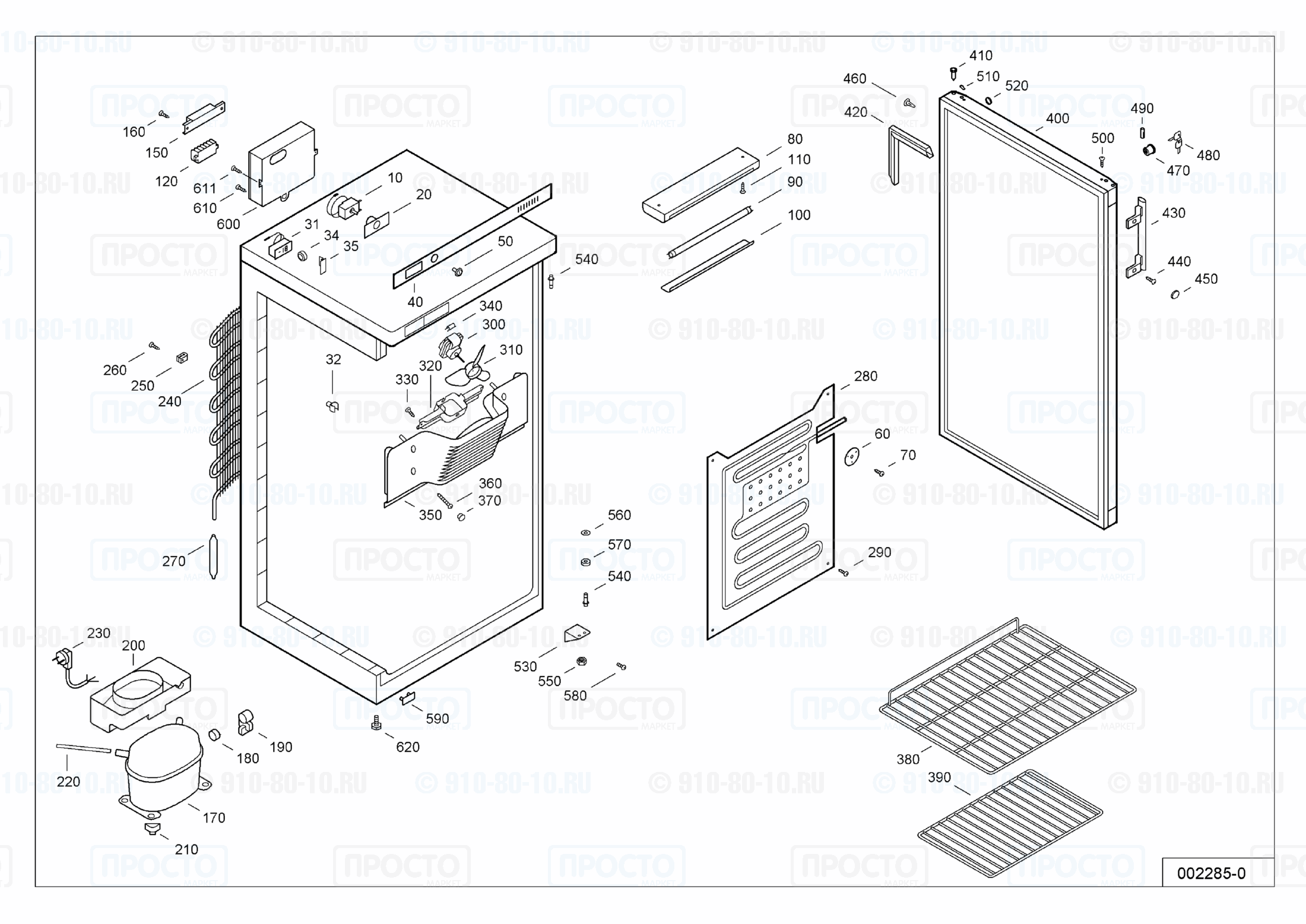 Взрыв-схема запчастей холодильника Liebherr UKS 2602-20