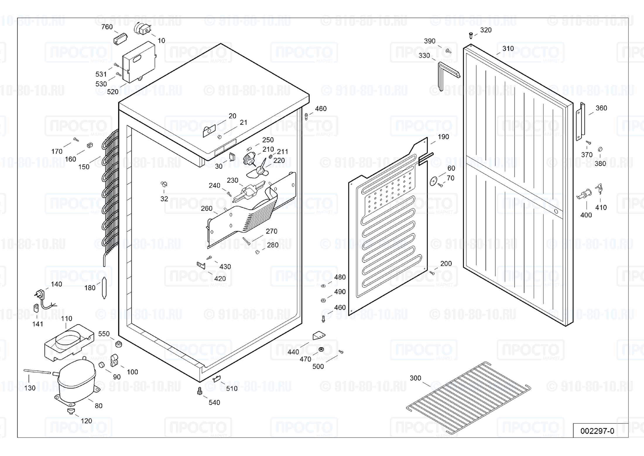 Взрыв-схема запчастей холодильника Liebherr UKS 5000-21F