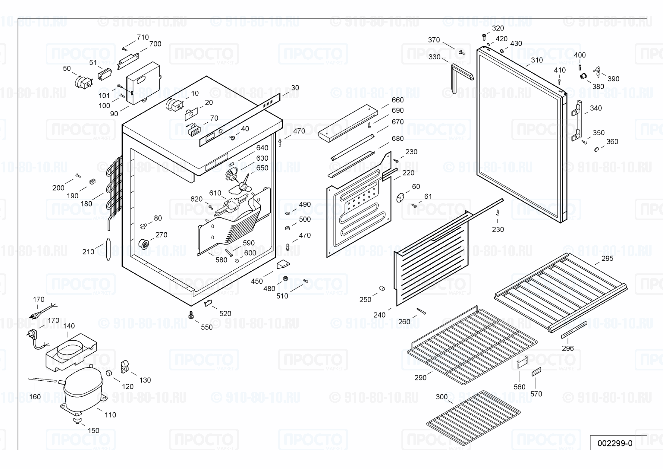 Взрыв-схема запчастей холодильника Liebherr WKr 1802-10A
