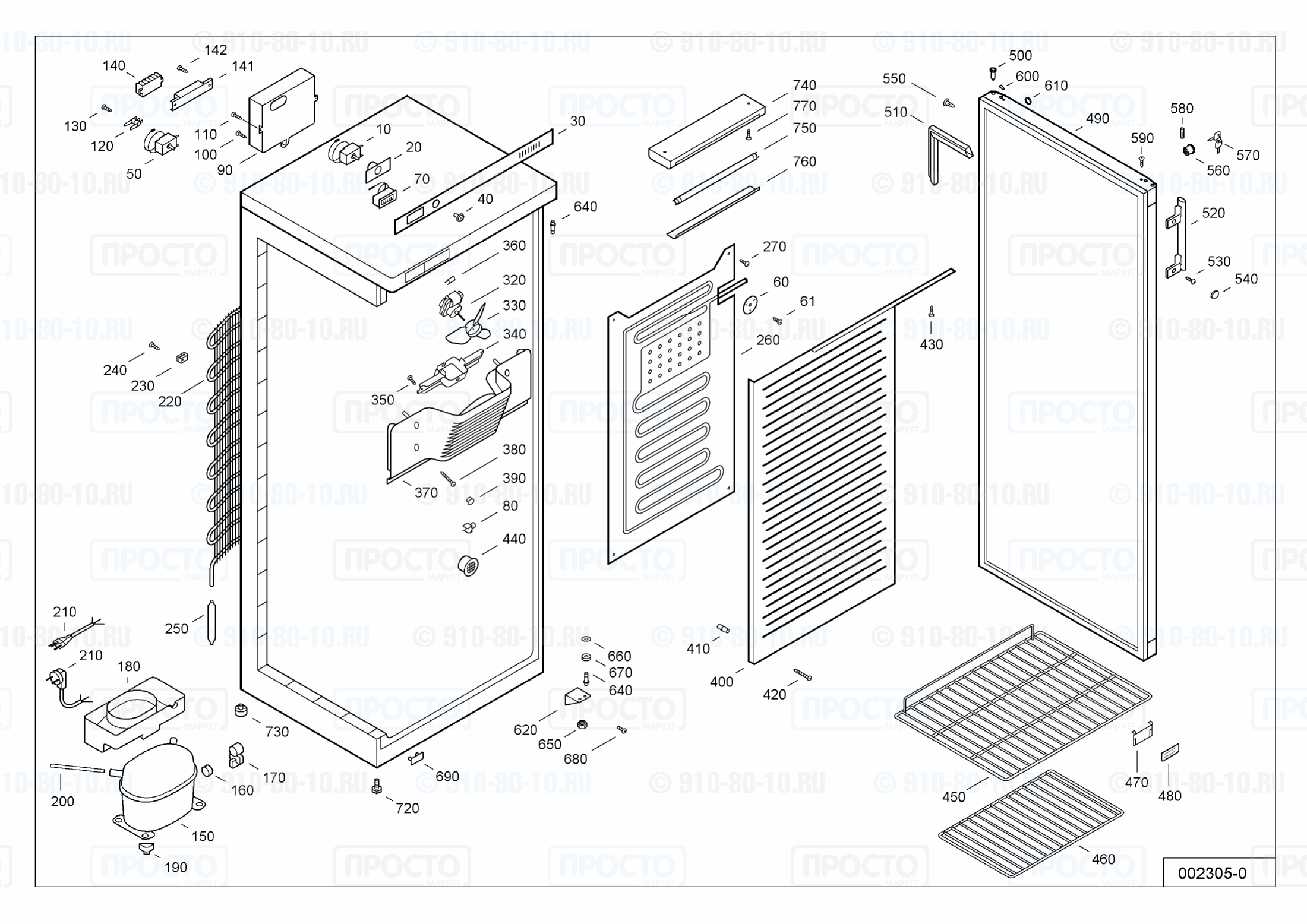 Взрыв-схема запчастей холодильника Liebherr WKSr 3202-13