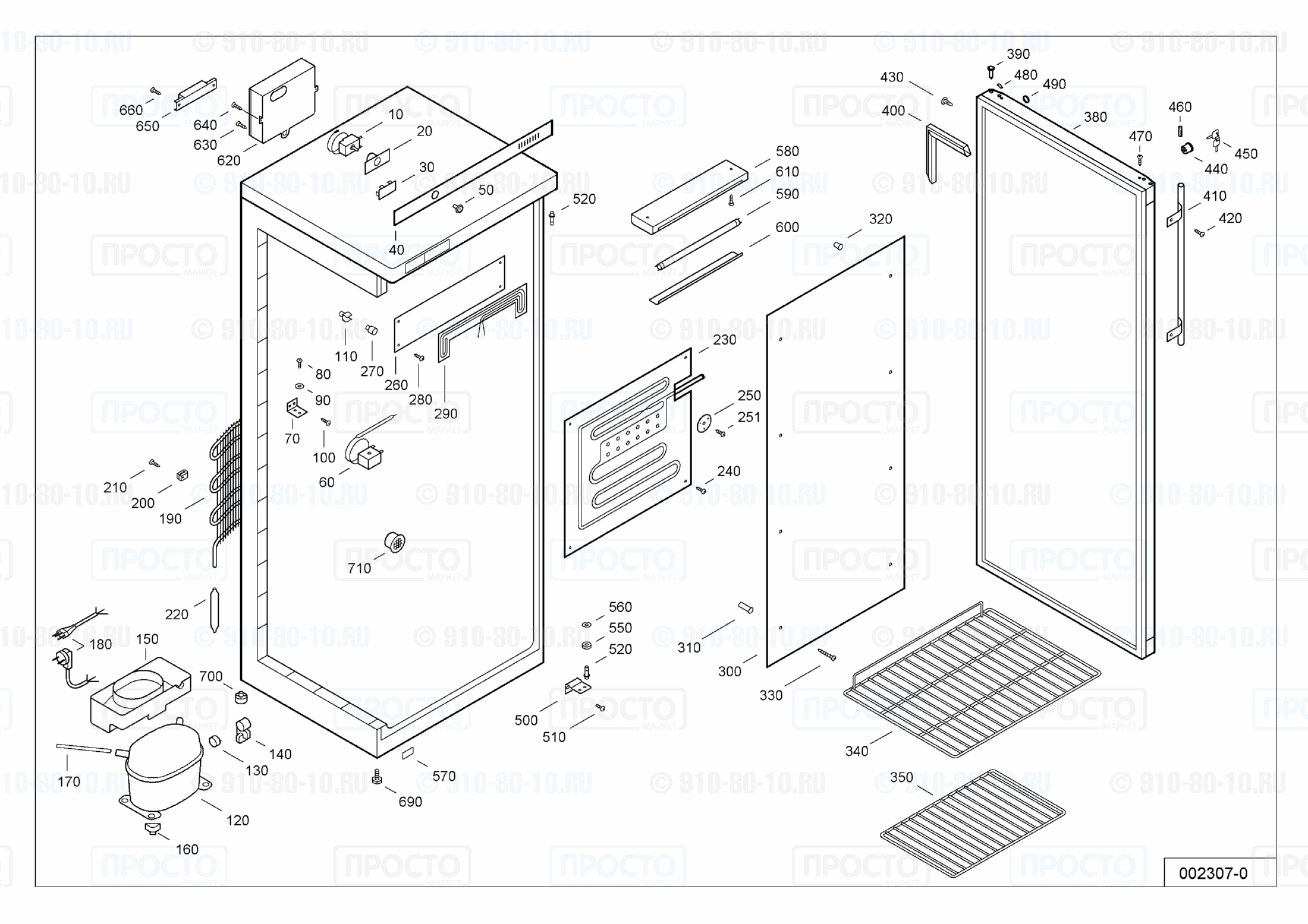 Взрыв-схема запчастей холодильника Liebherr WTes 3253-13