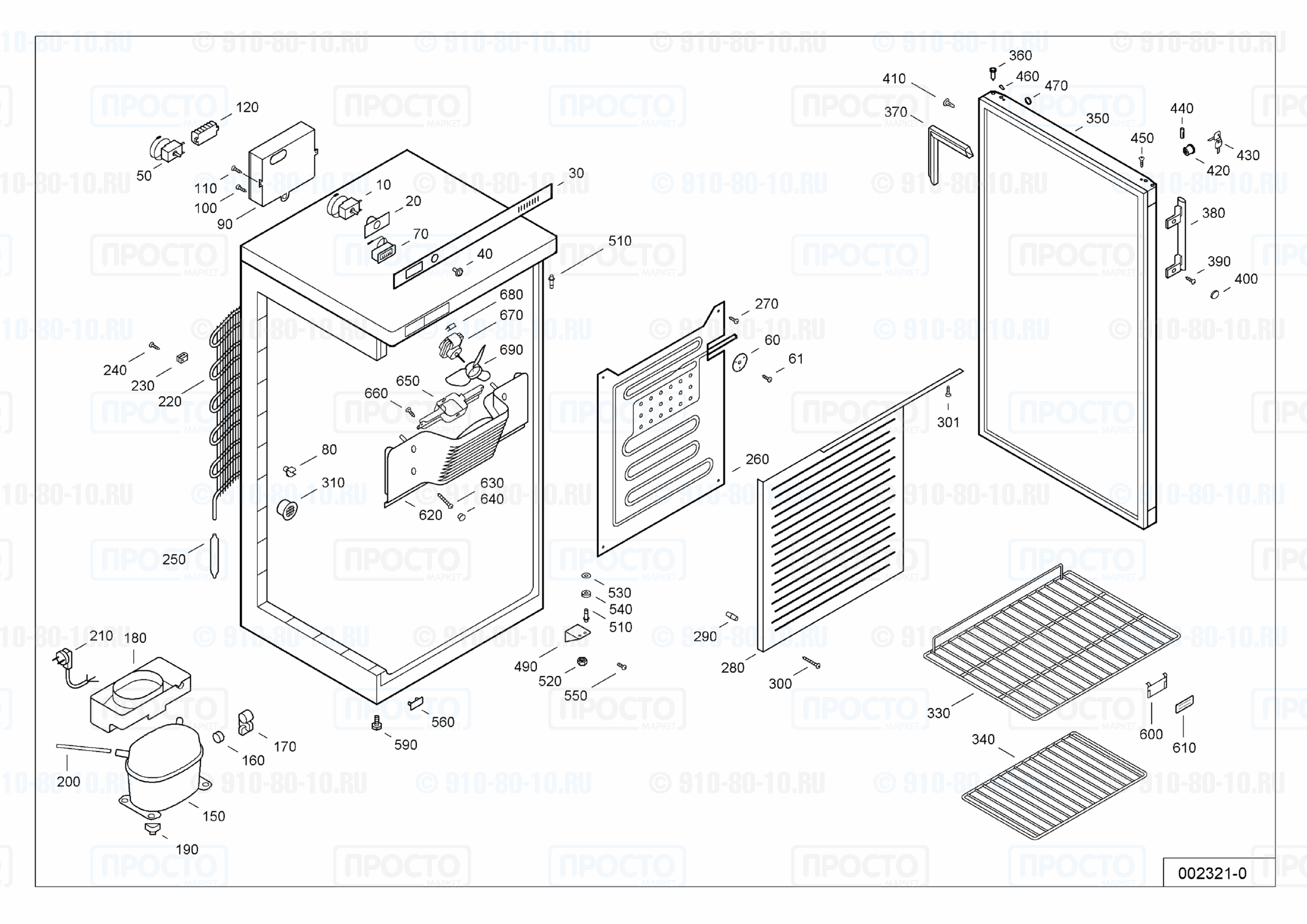 Взрыв-схема запчастей холодильника Liebherr WKSb 2401-13