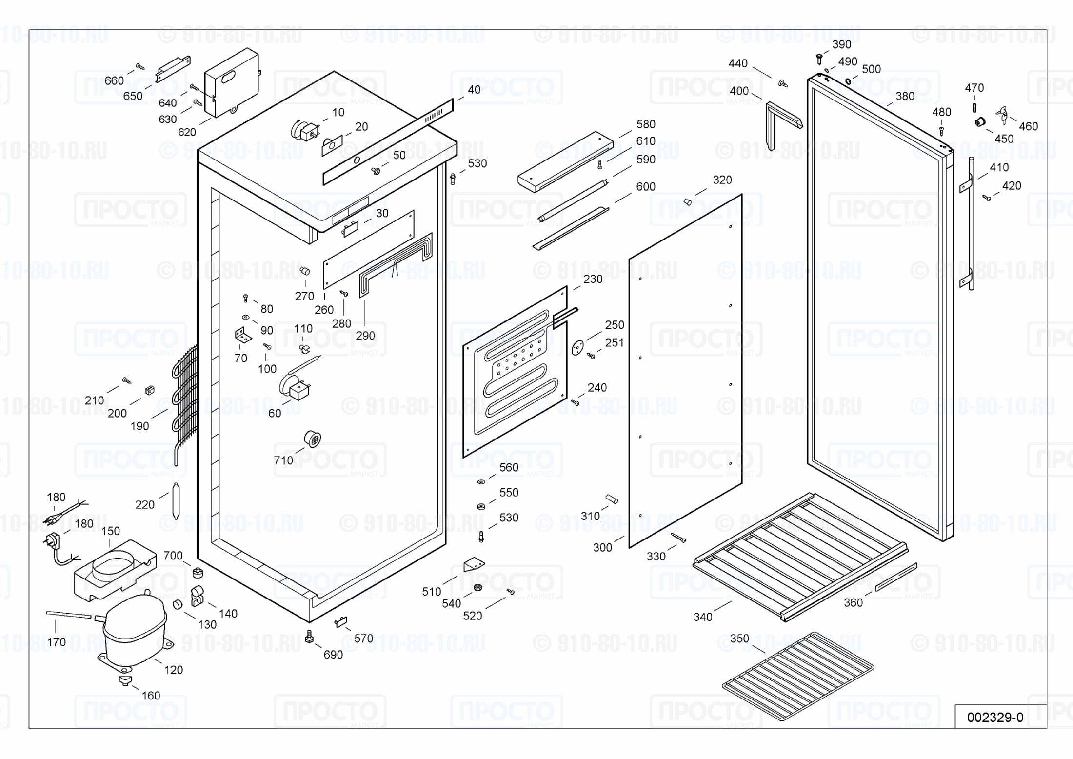 Взрыв-схема запчастей холодильника Liebherr WTr 3253-13