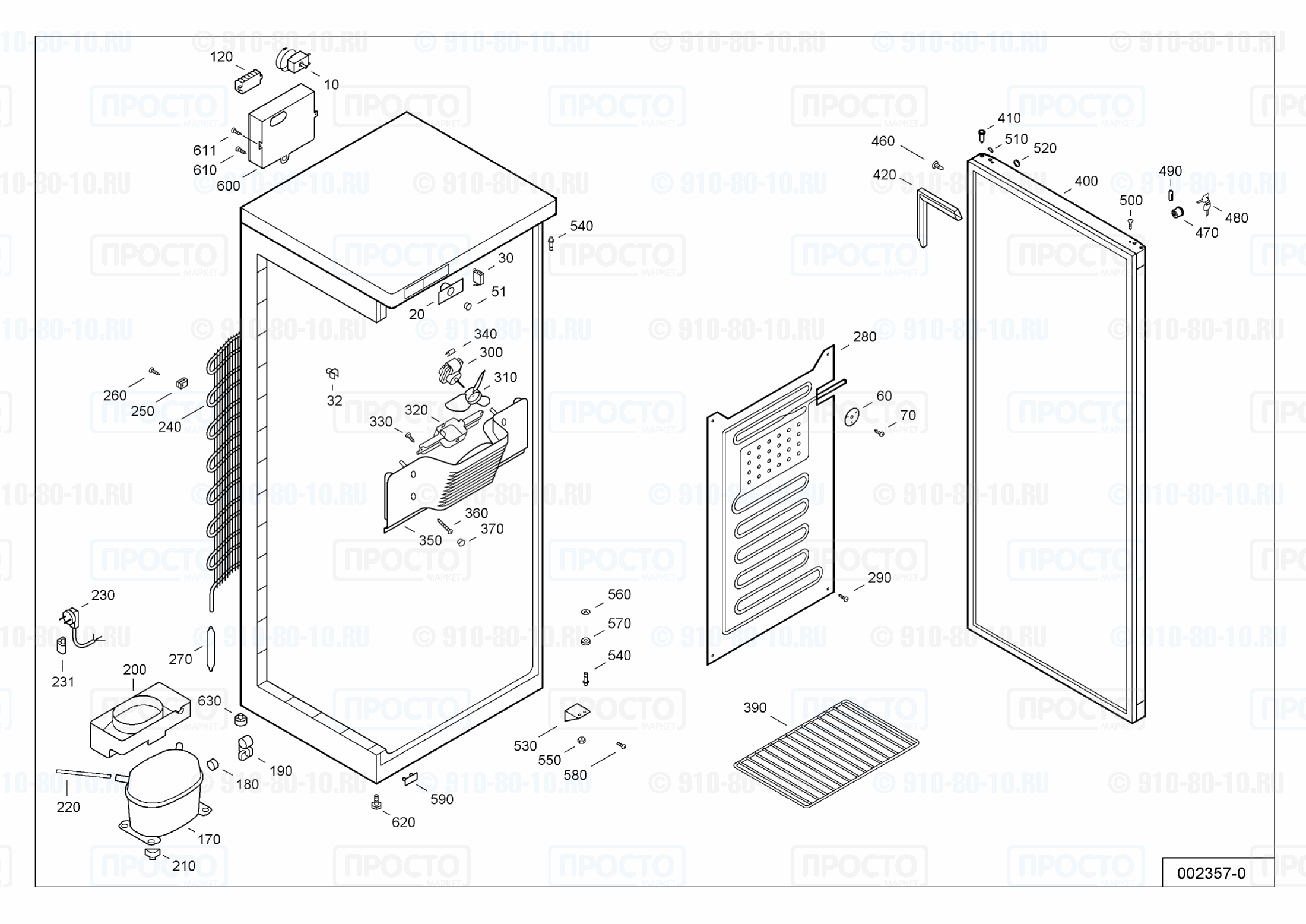 Взрыв-схема запчастей холодильника Liebherr UKS 3602-21F