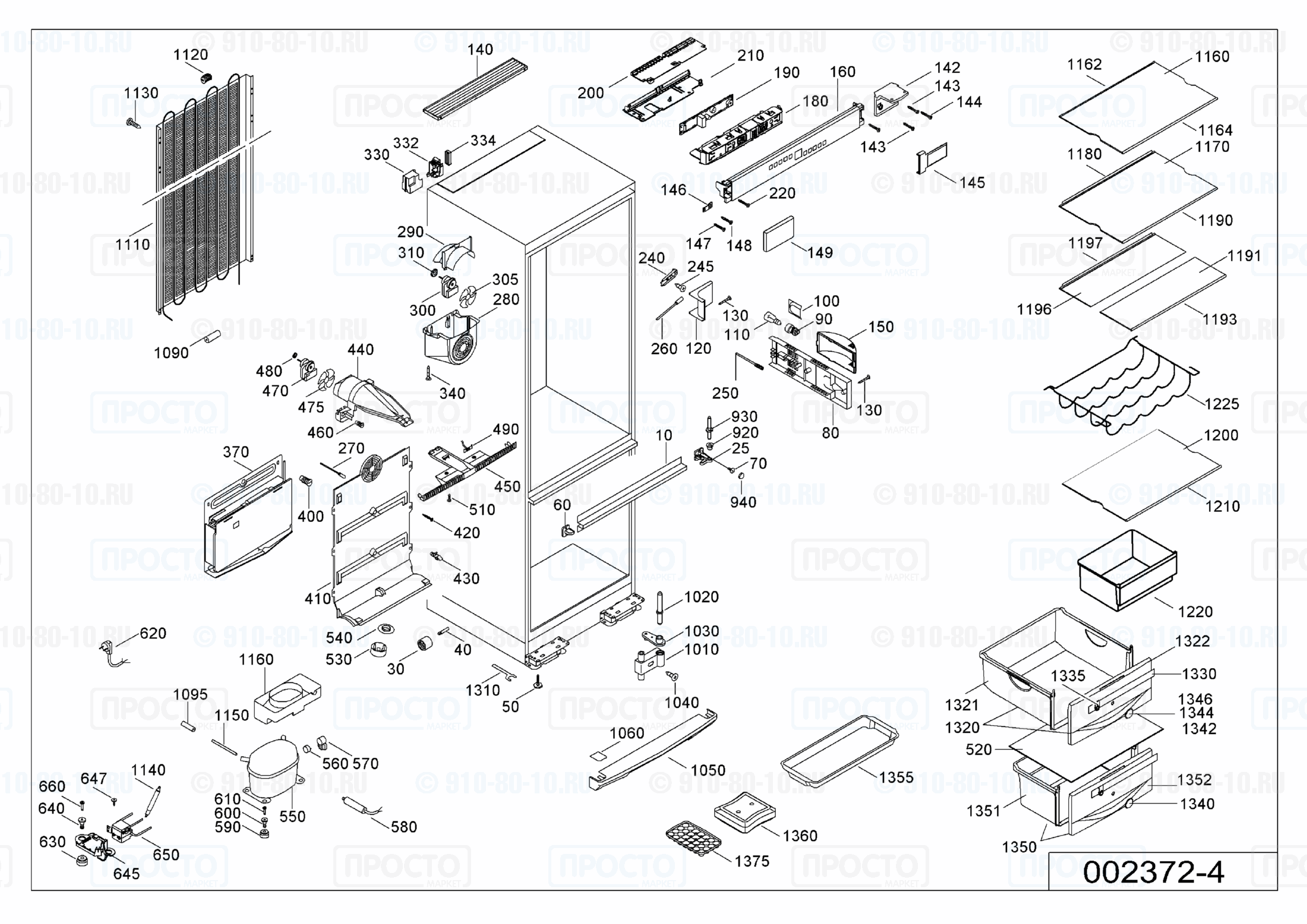 Взрыв-схема запчастей холодильника Liebherr CNes 3866-21J