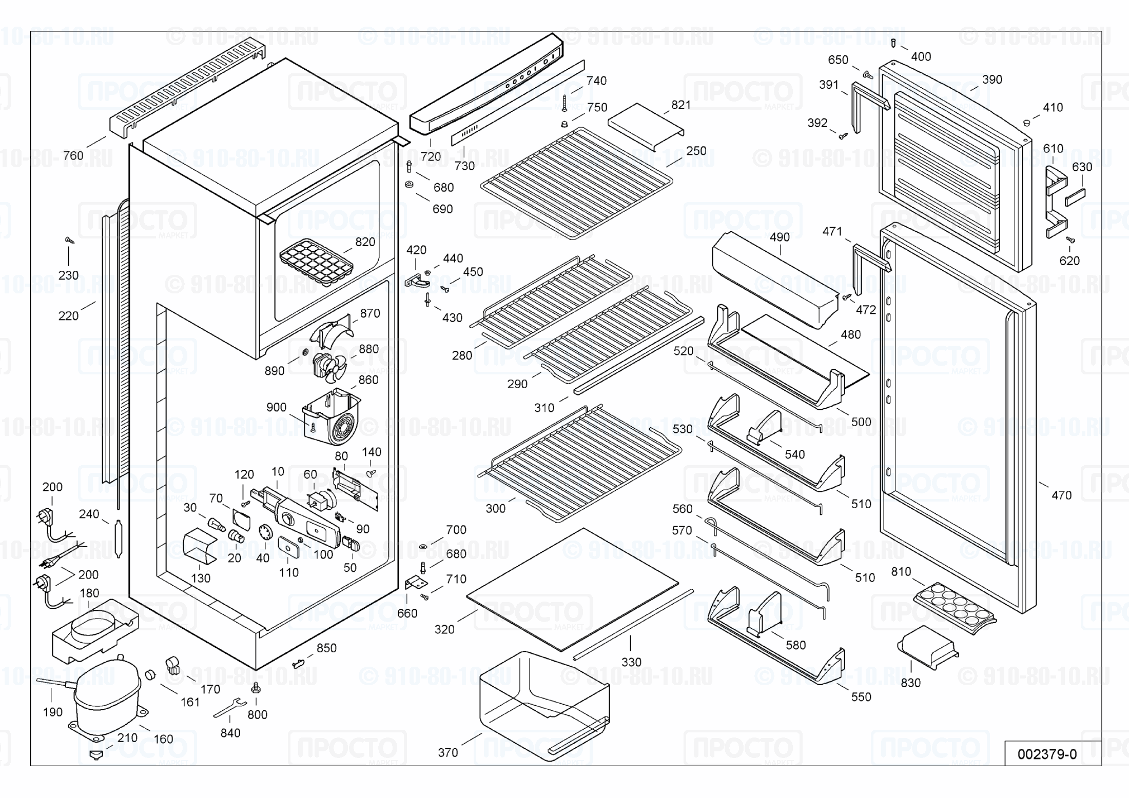 Взрыв-схема запчастей холодильника Liebherr KDv 3122-24C