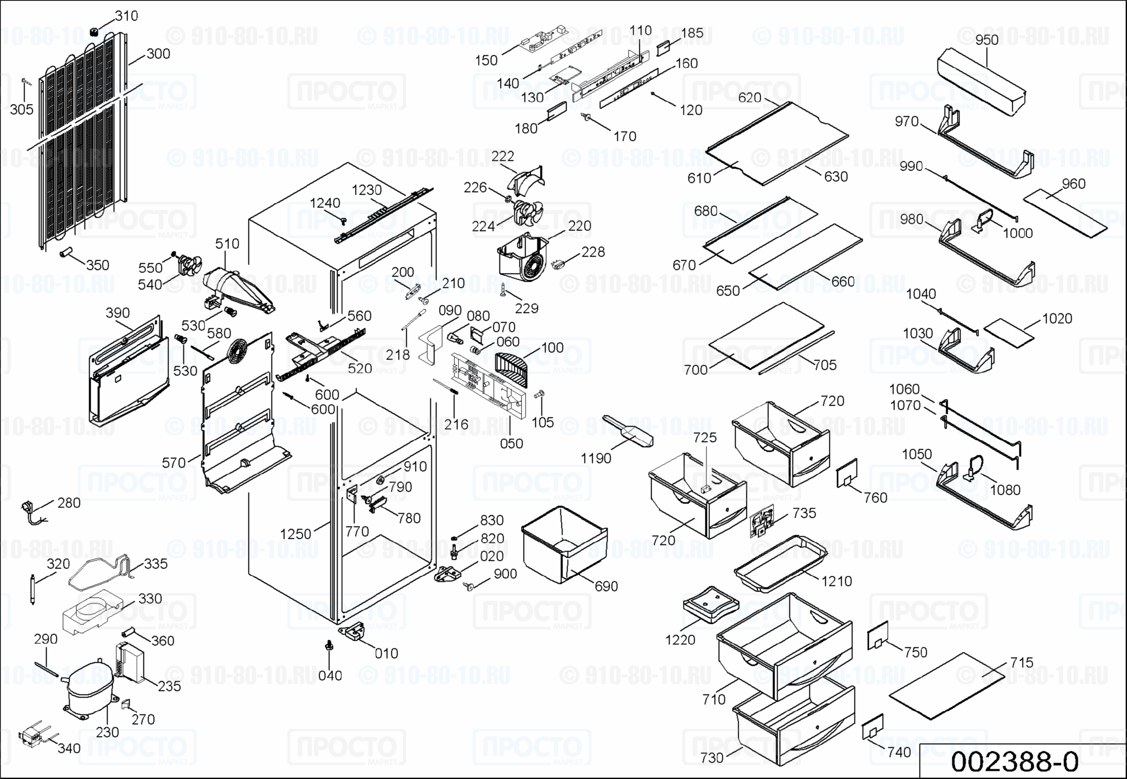 Взрыв-схема запчастей холодильника Liebherr KIKNv 3056-13