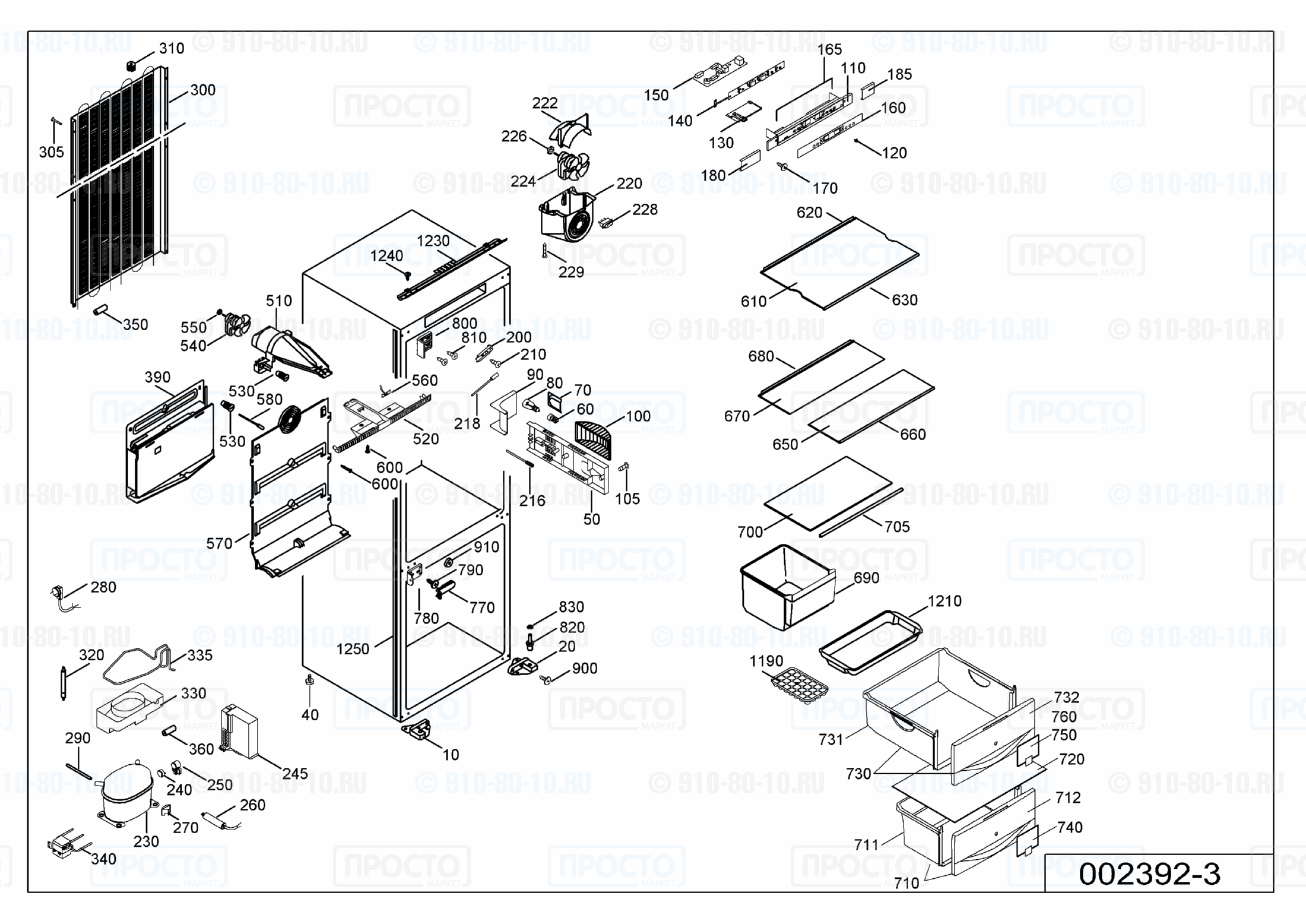 Взрыв-схема запчастей холодильника Liebherr KIKNv 3046-13D