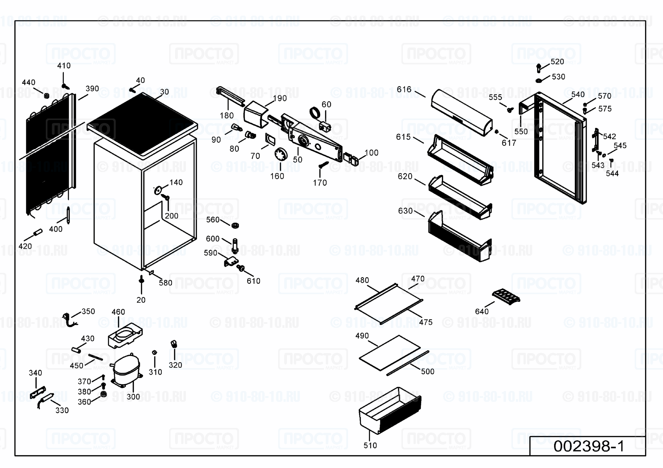 Взрыв-схема запчастей холодильника Liebherr KTP 1430-21