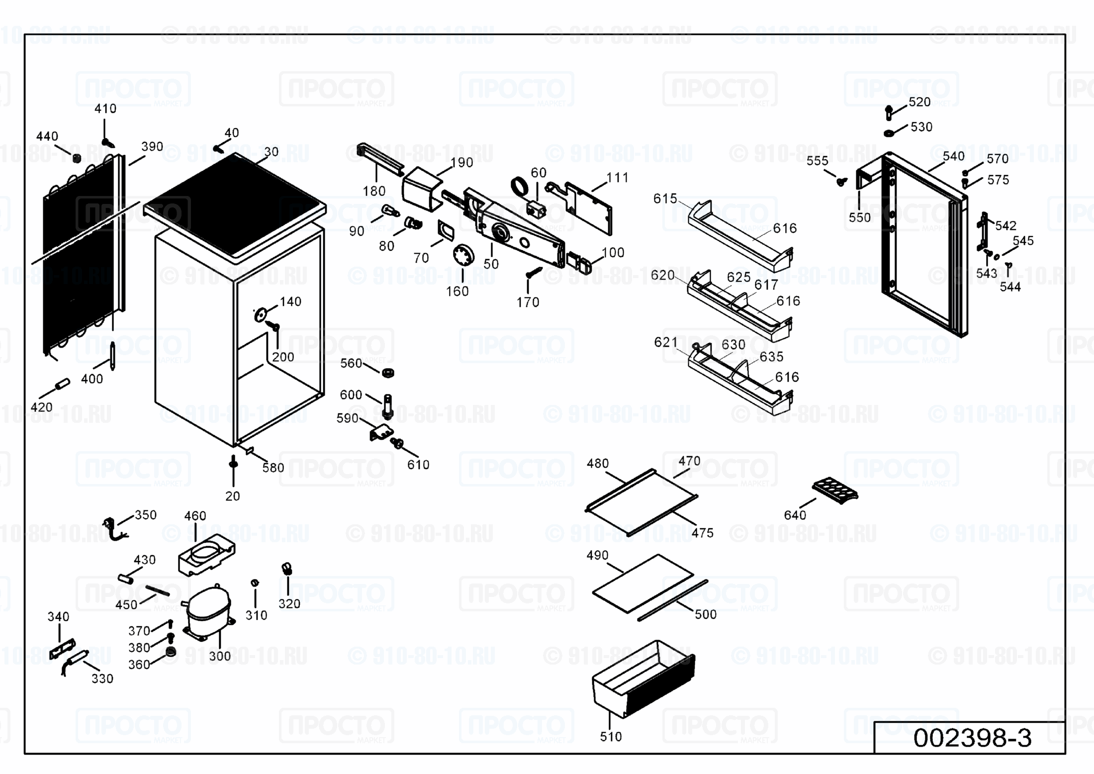Взрыв-схема запчастей холодильника Liebherr KTP 1430-22D
