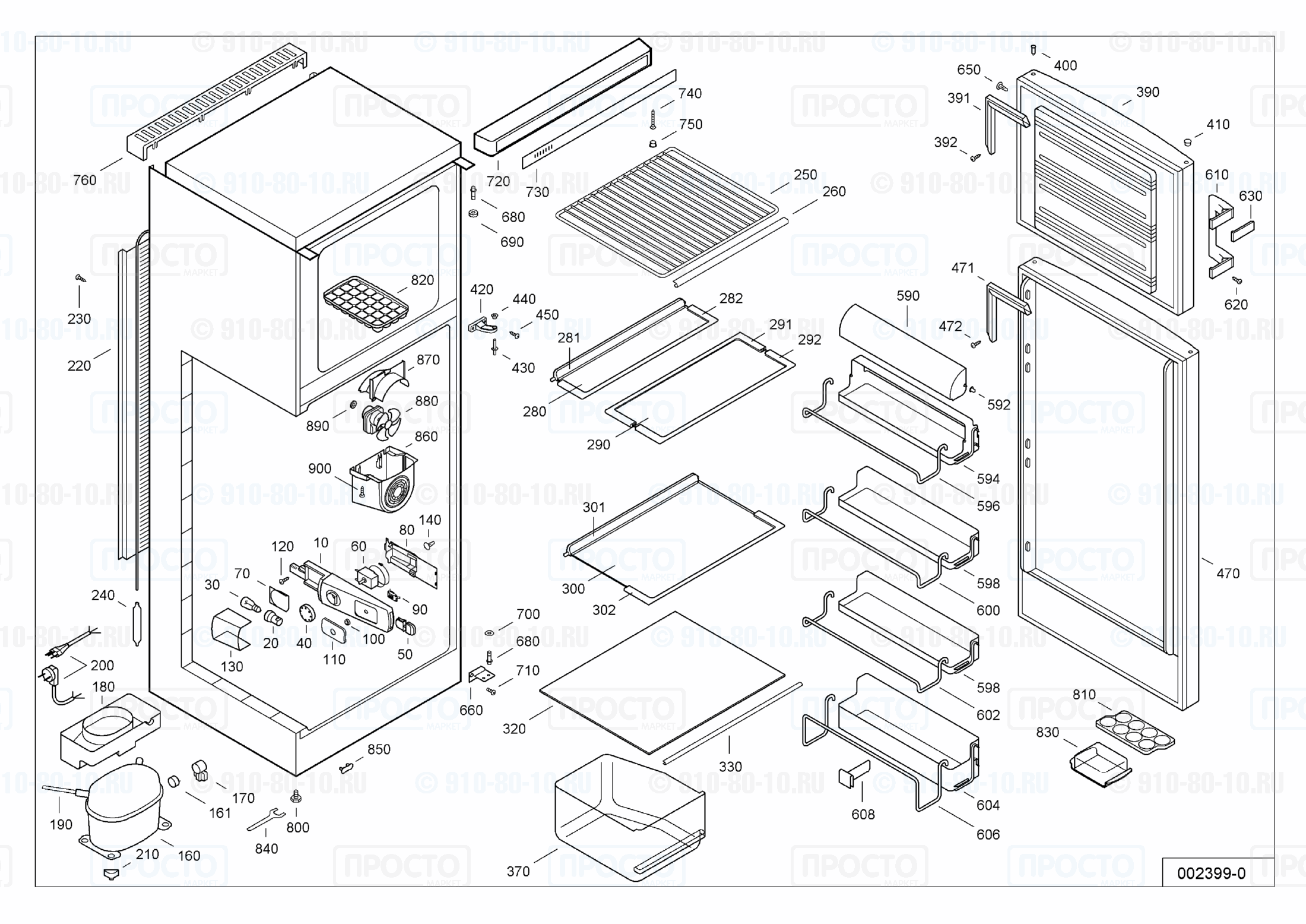 Взрыв-схема запчастей холодильника Liebherr KDv 3142-24A