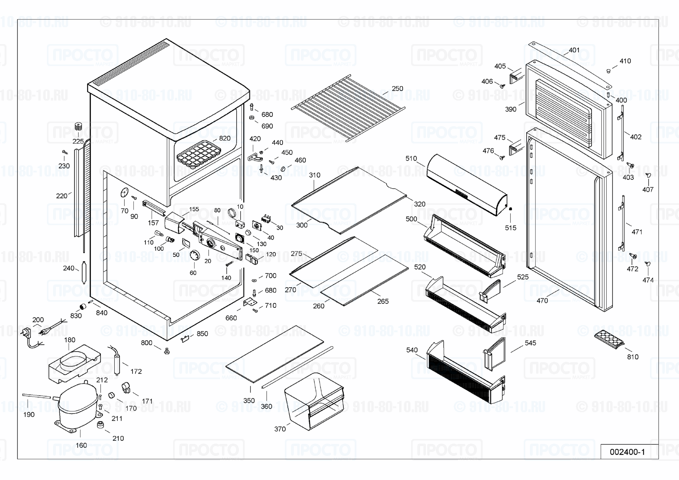 Взрыв-схема запчастей холодильника Liebherr CTesf 2031-20D