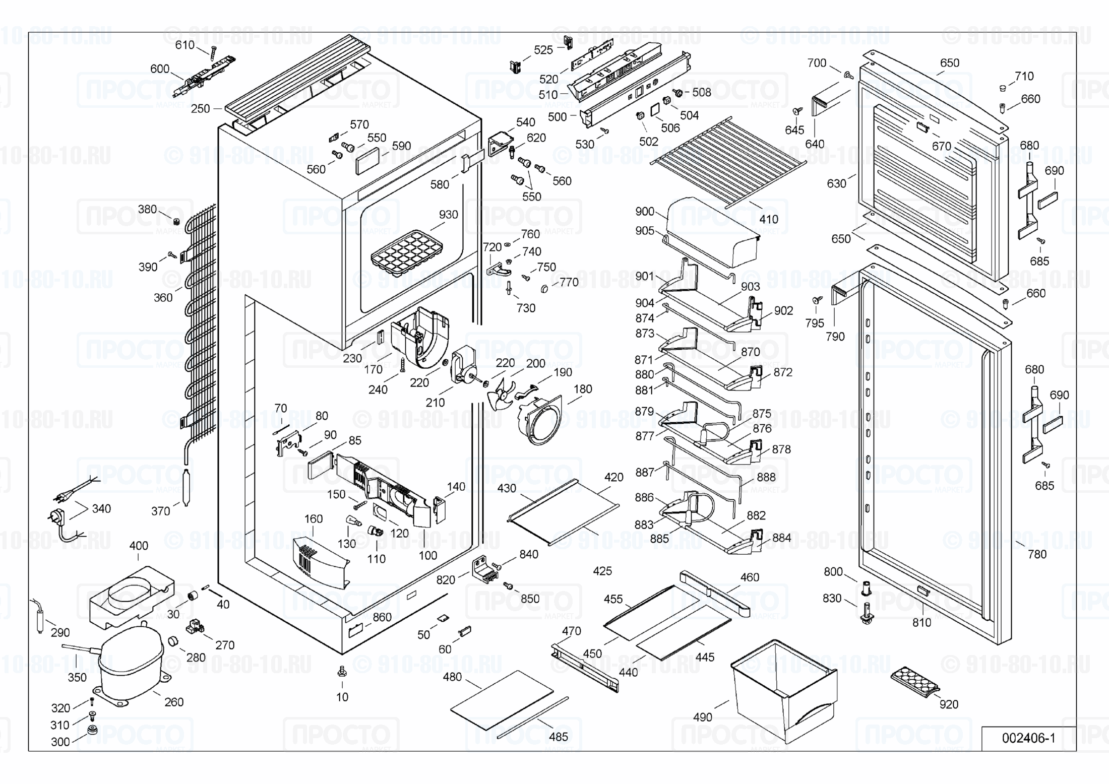 Взрыв-схема запчастей холодильника Liebherr CTP 3213-20C