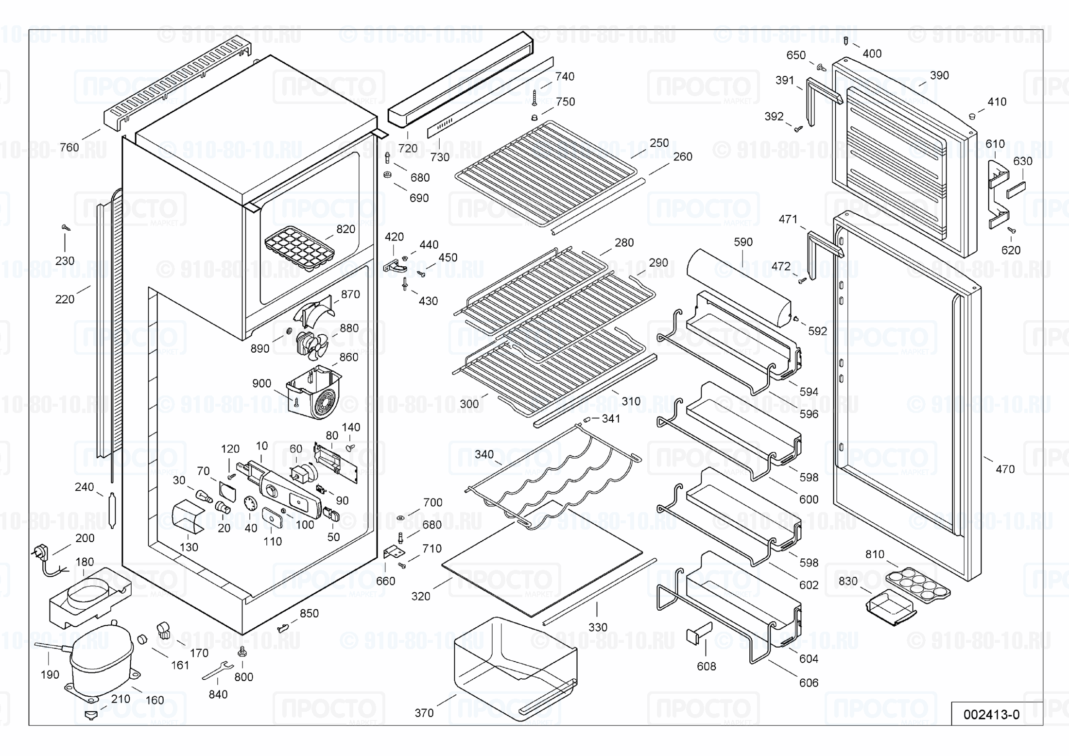 Взрыв-схема запчастей холодильника Liebherr KDv 3122-24B