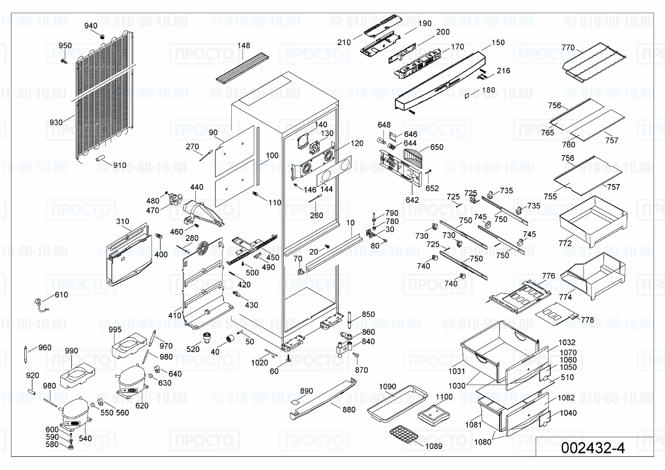 Взрыв-схема запчастей холодильника Liebherr BN 2956-21B