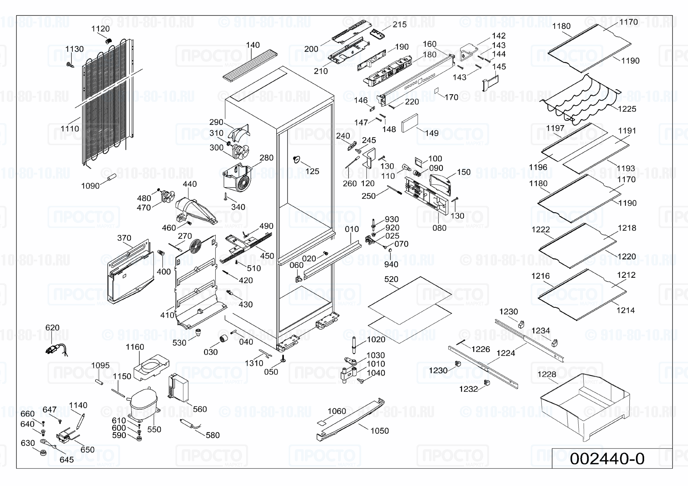 Взрыв-схема запчастей холодильника Liebherr CNes 3866-10A