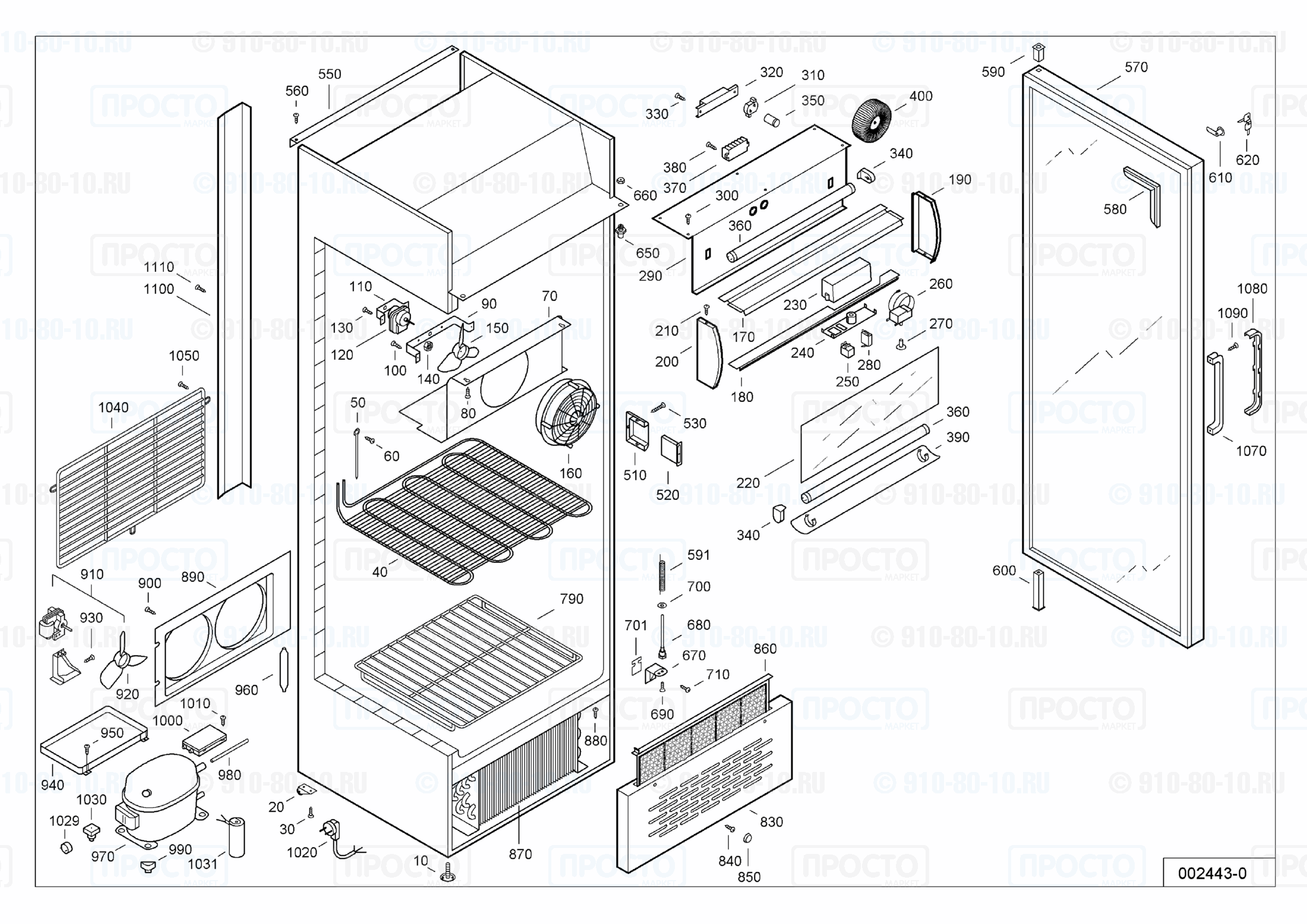 Взрыв-схема запчастей холодильника Liebherr TGSD 3702-15B