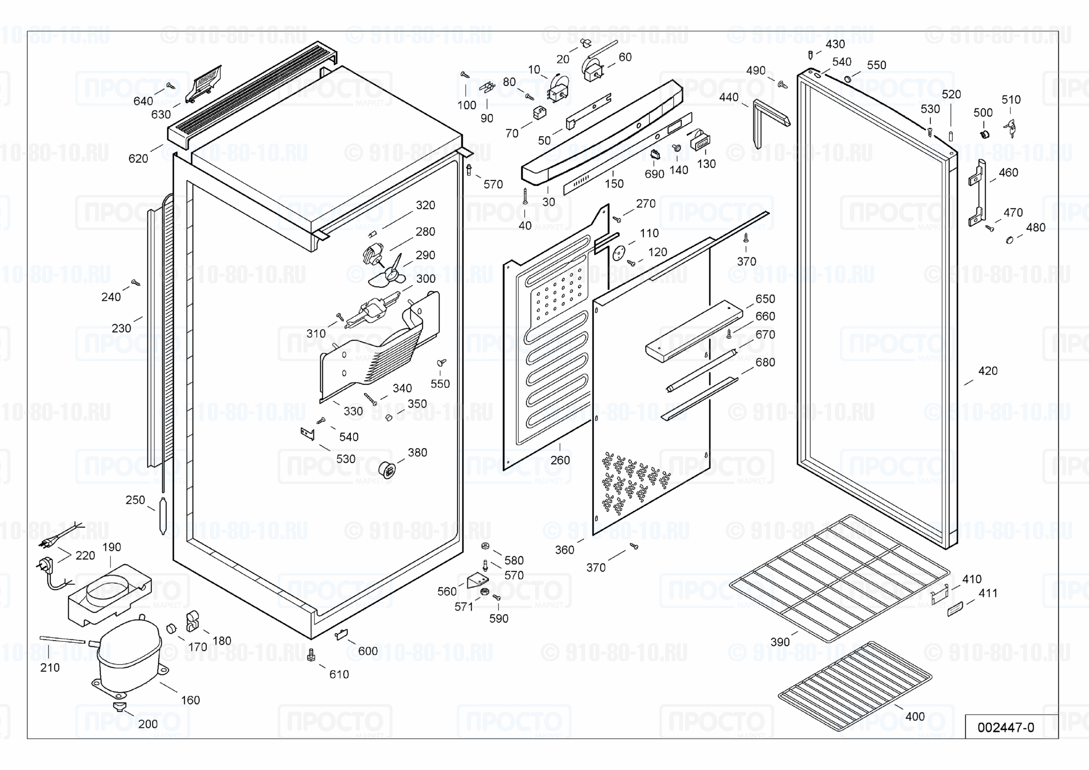 Взрыв-схема запчастей холодильника Liebherr WKr 4127-24A