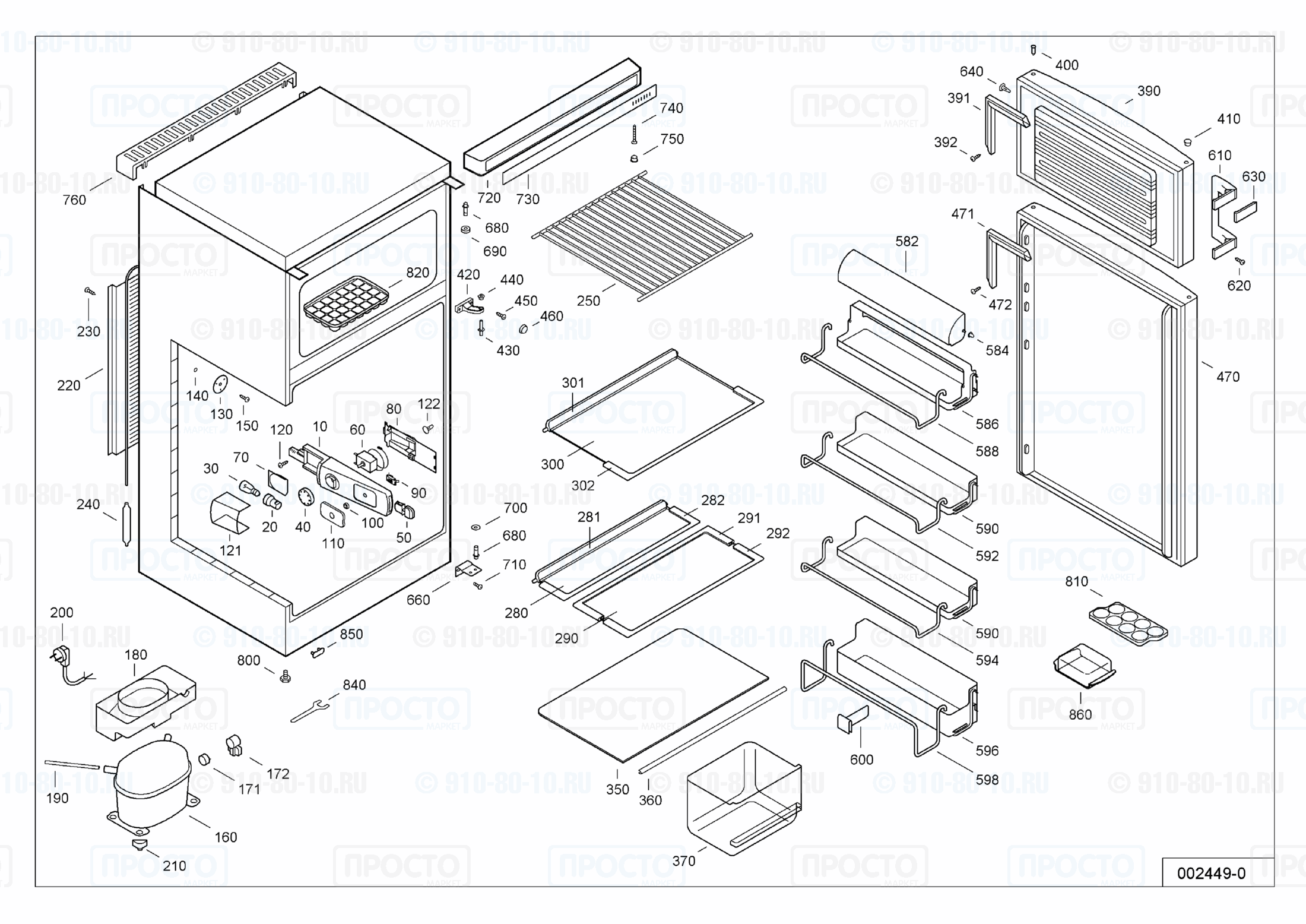 Взрыв-схема запчастей холодильника Liebherr KD 2542-26C