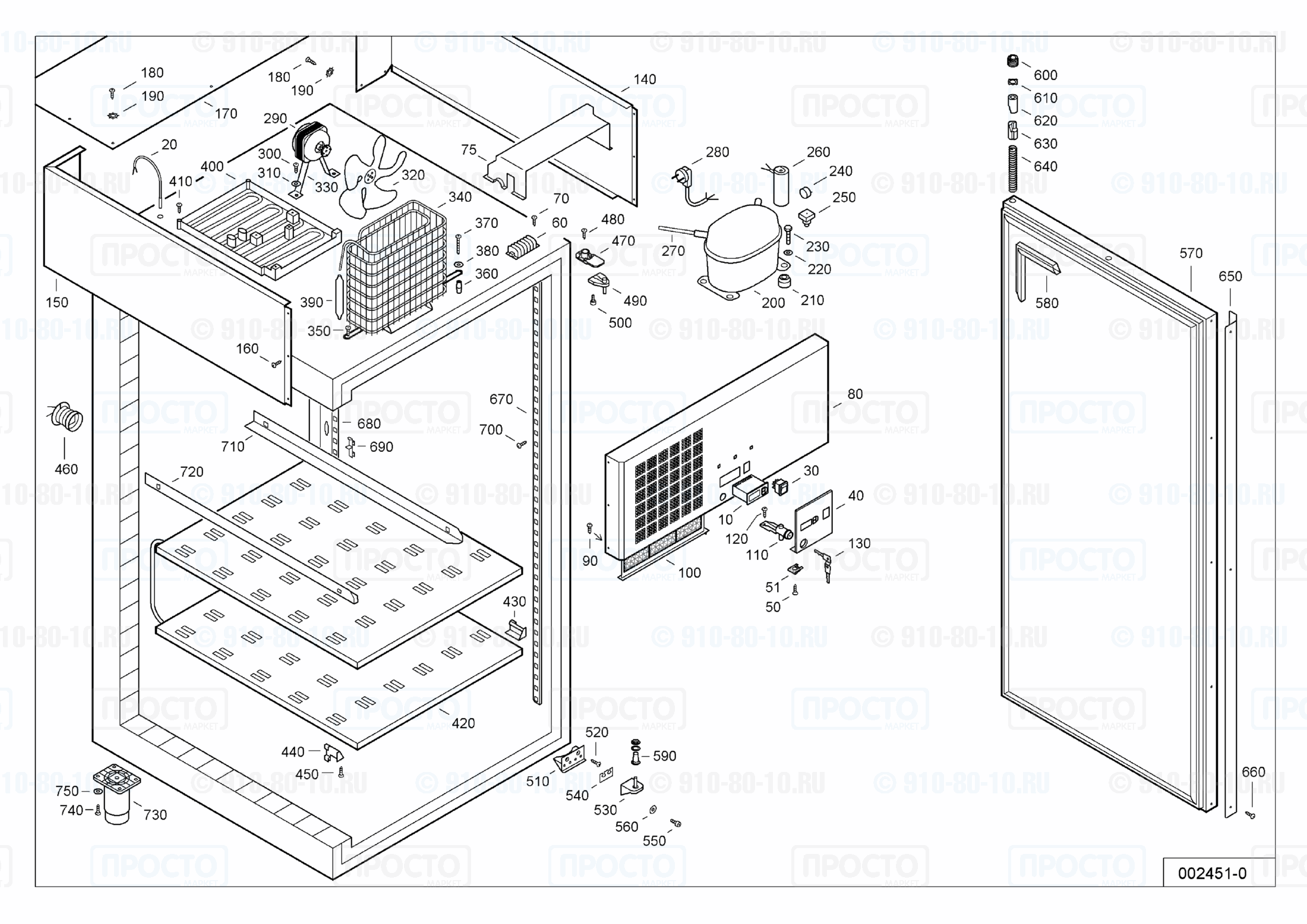 Взрыв-схема запчастей холодильника Liebherr BGP 7470-10