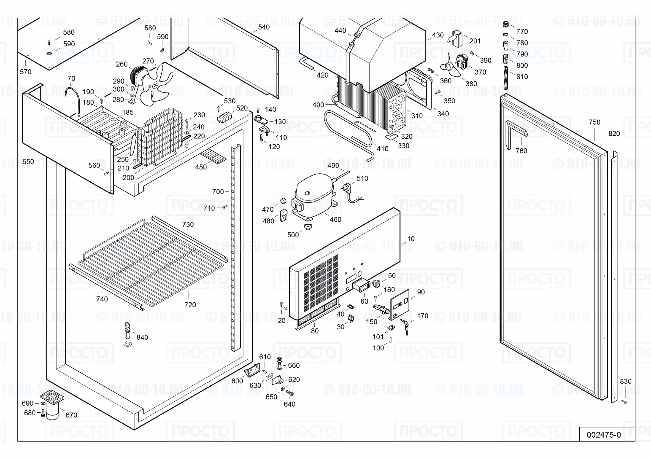 Взрыв-схема запчастей холодильника Liebherr GKPv 5570-10B