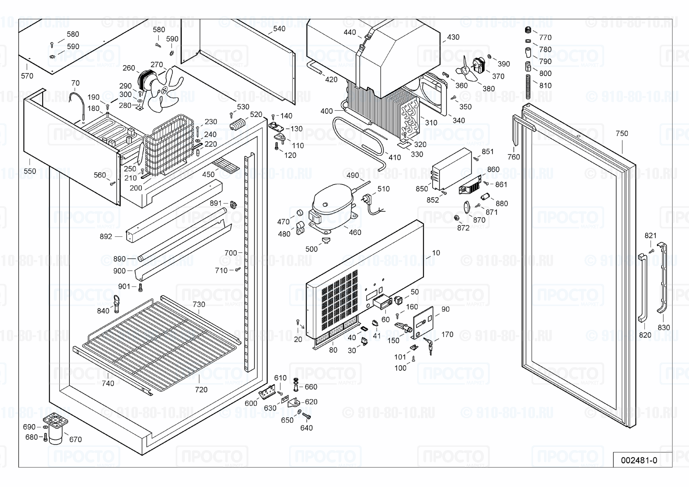 Взрыв-схема запчастей холодильника Liebherr GKPv 6522-10
