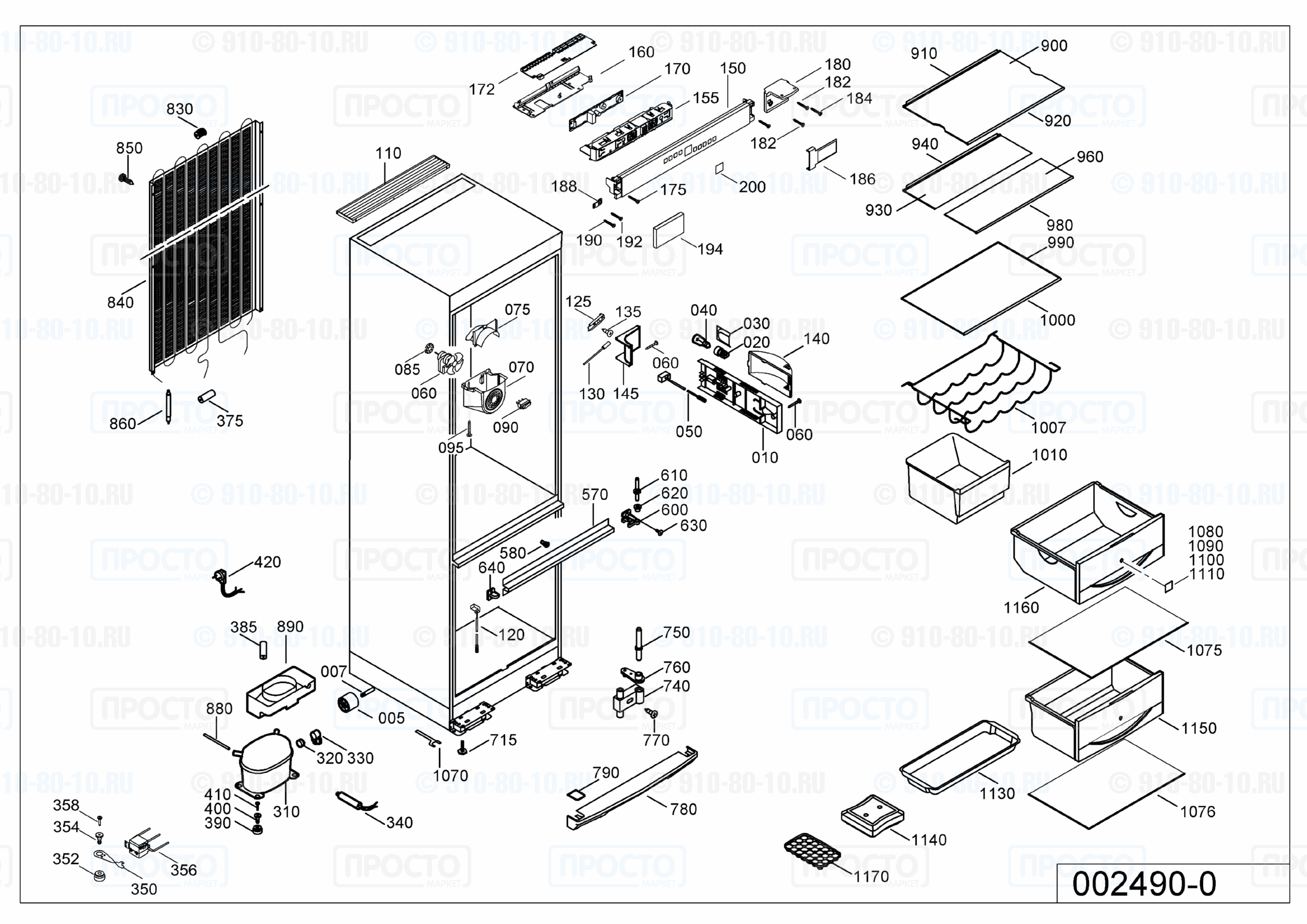 Взрыв-схема запчастей холодильника Liebherr CPes 4066-20B