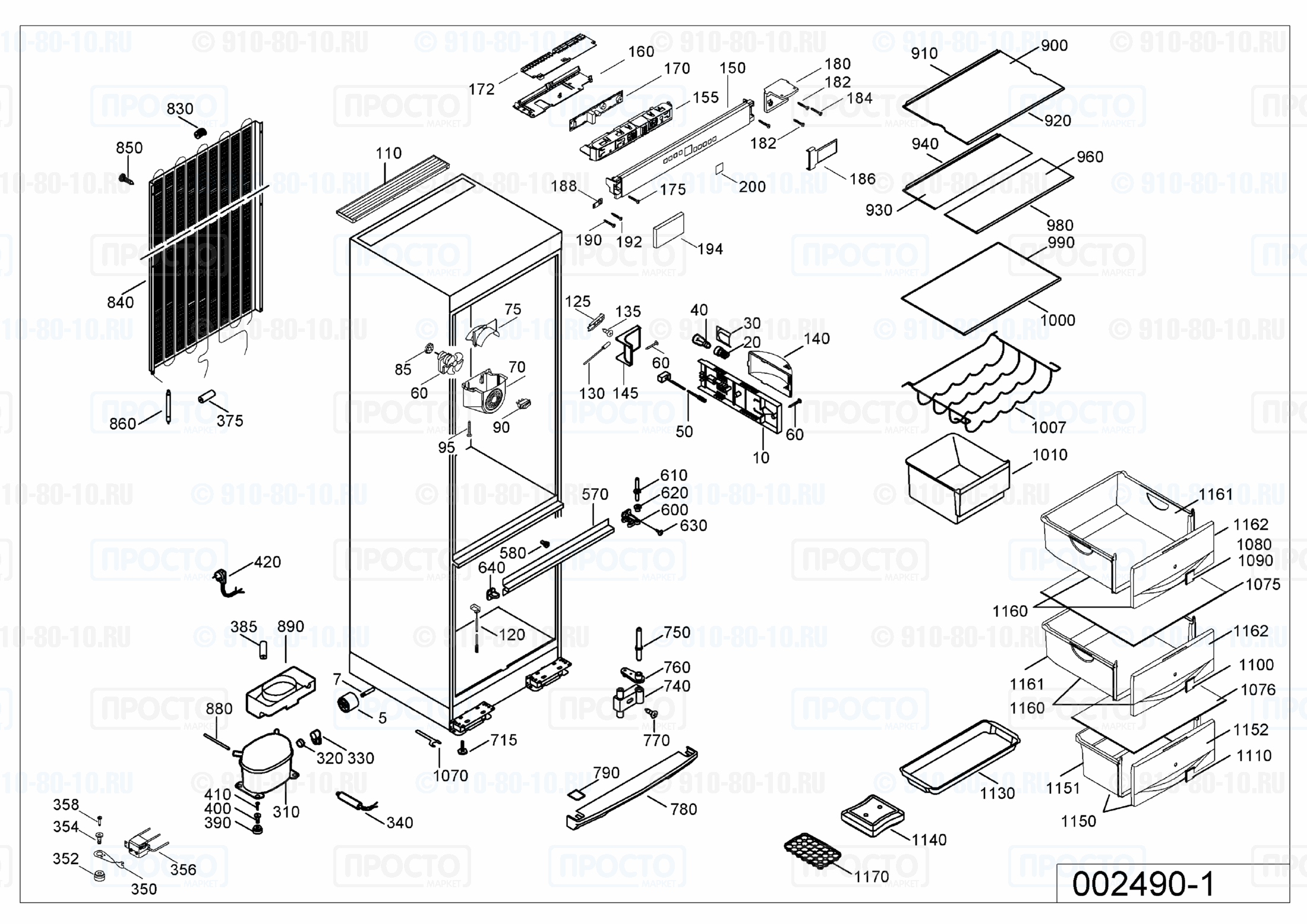 Взрыв-схема запчастей холодильника Liebherr CPes 4066-20C