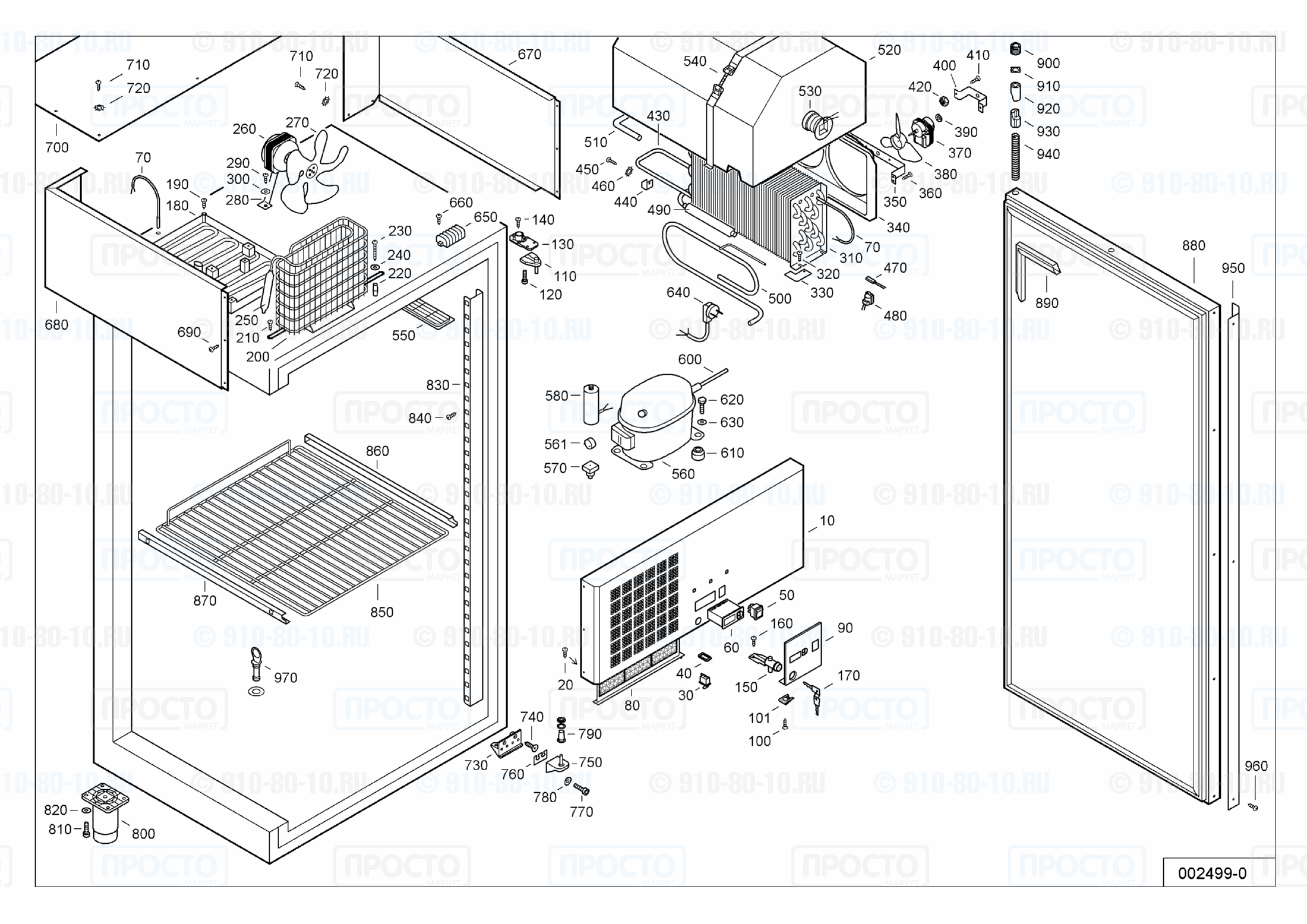 Взрыв-схема запчастей холодильника Liebherr GGPv 5570-10A