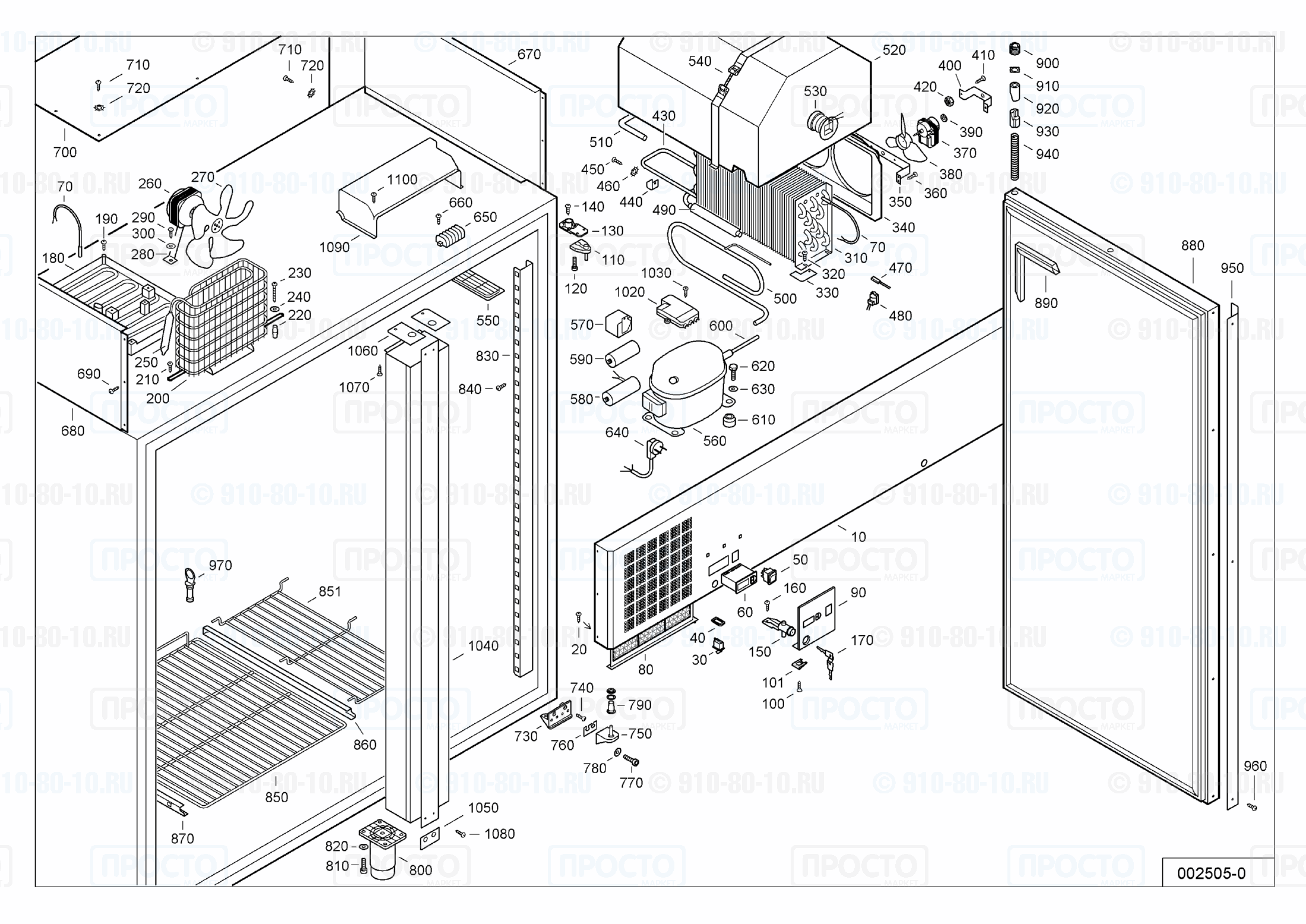 Взрыв-схема запчастей холодильника Liebherr GGPv 1470-15