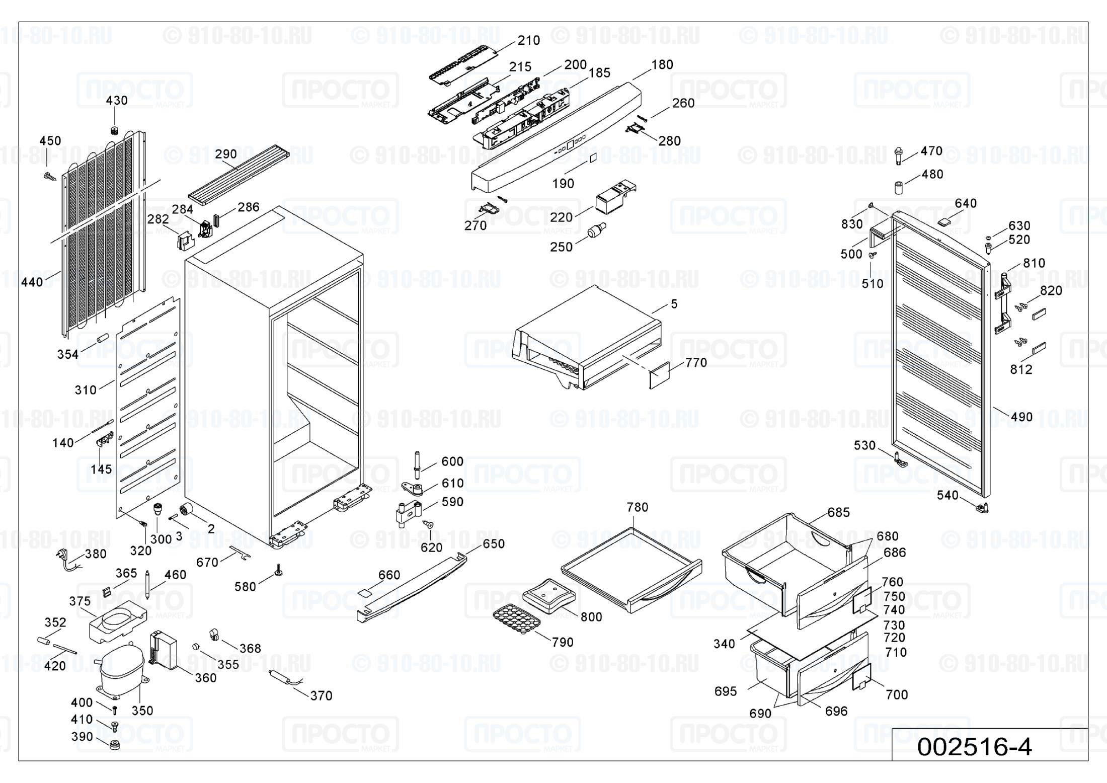 Взрыв-схема запчастей холодильника Liebherr GN 3356-21E