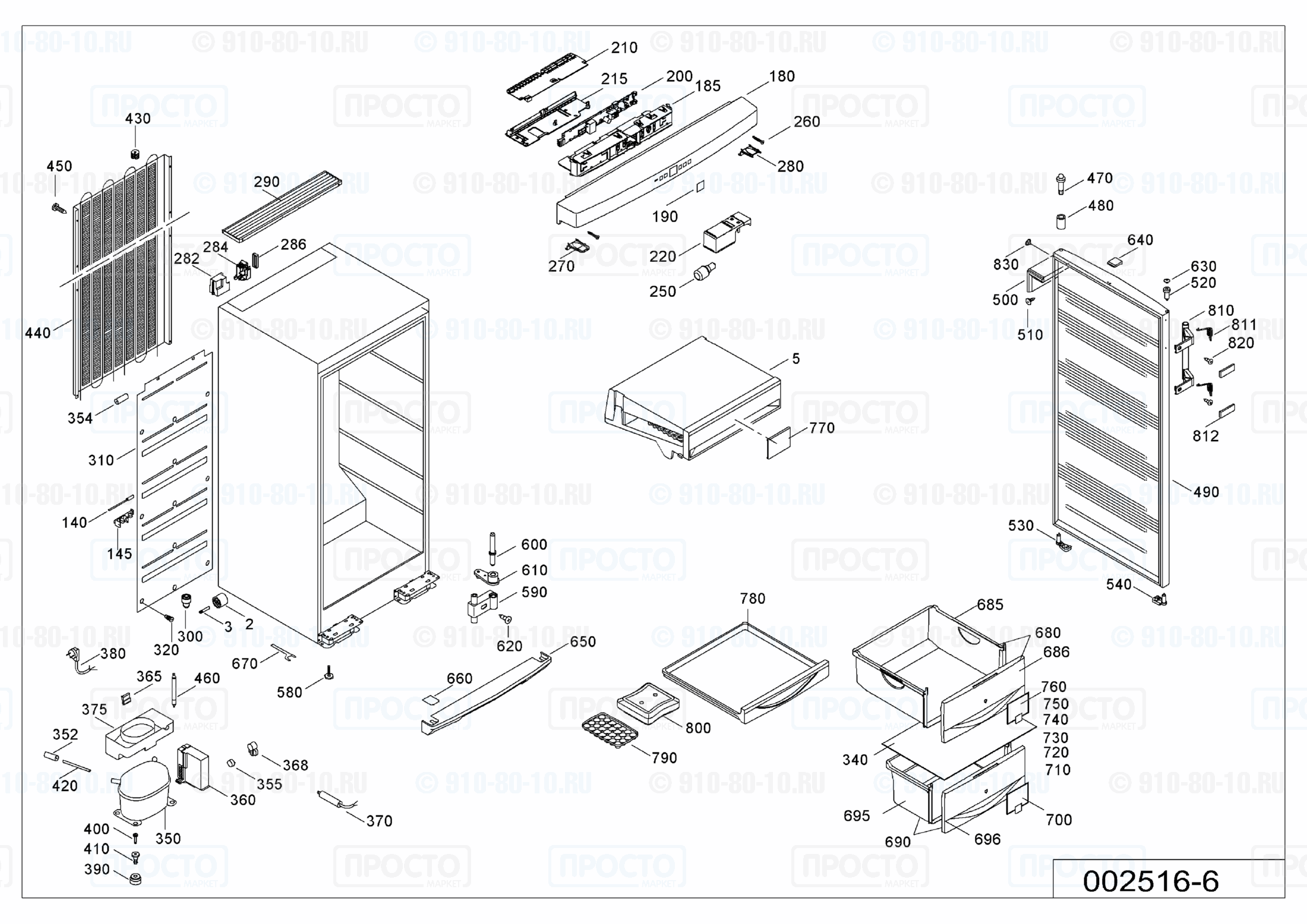 Взрыв-схема запчастей холодильника Liebherr GN 2956-21G