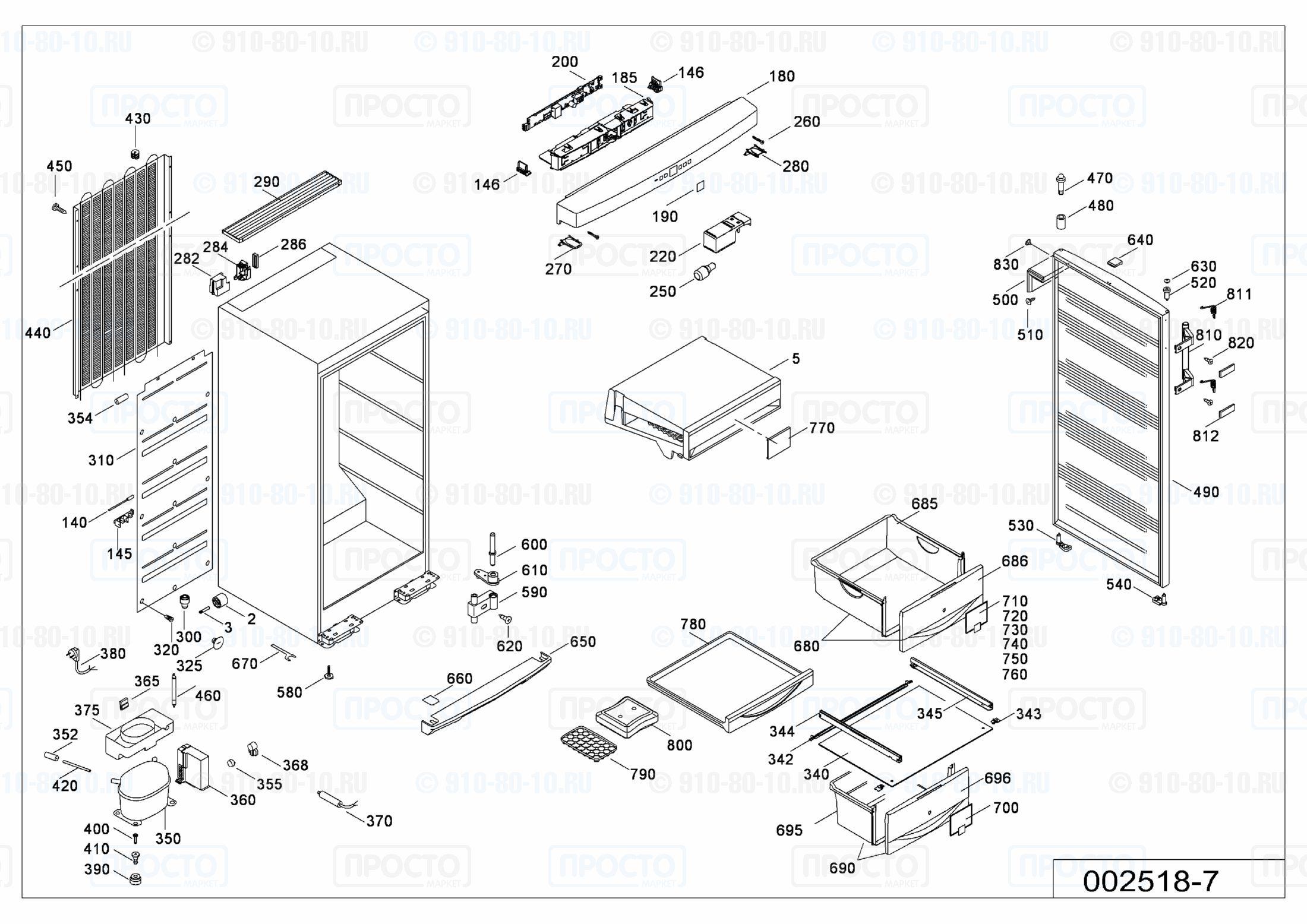 Взрыв-схема запчастей холодильника Liebherr GNP 3376-20L