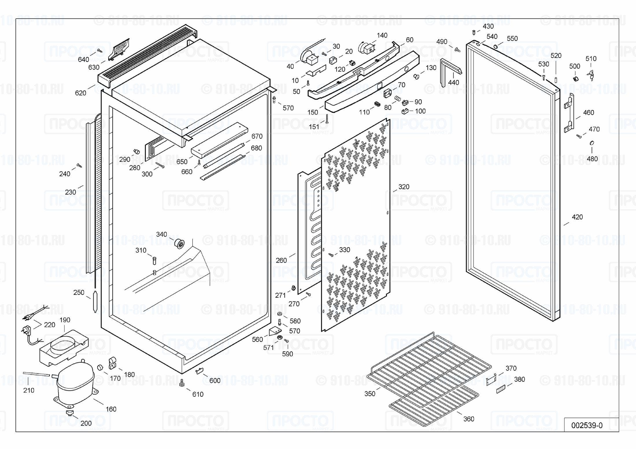 Взрыв-схема запчастей холодильника Liebherr WTr 4127-24