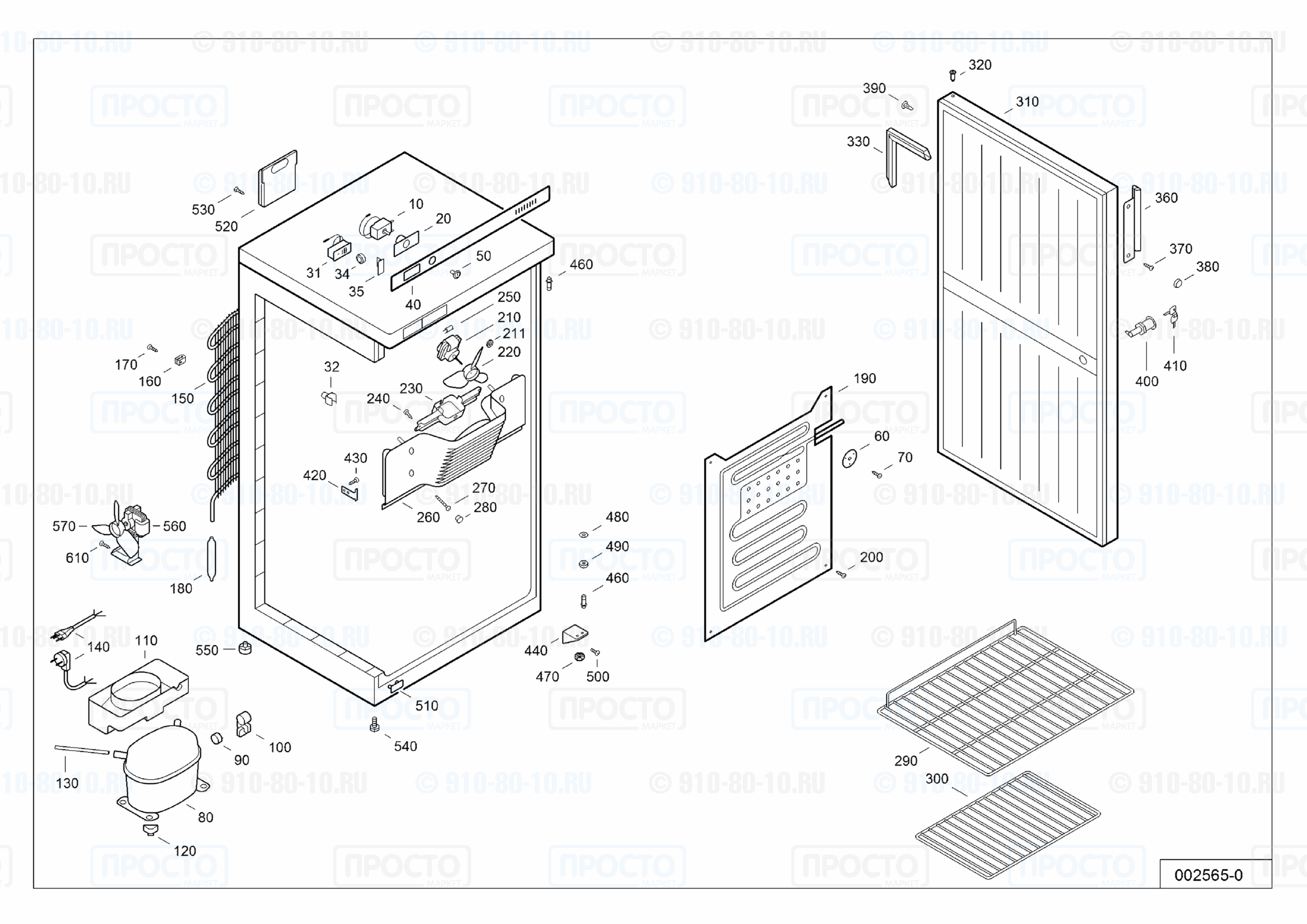 Взрыв-схема запчастей холодильника Liebherr UKS 3600-20C