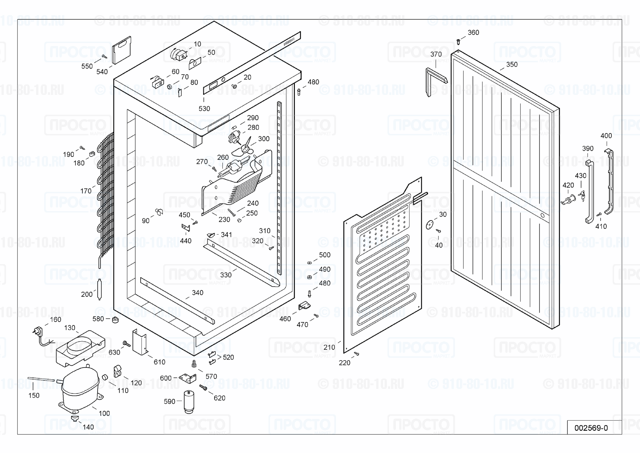 Взрыв-схема запчастей холодильника Liebherr BKv 4000-20B