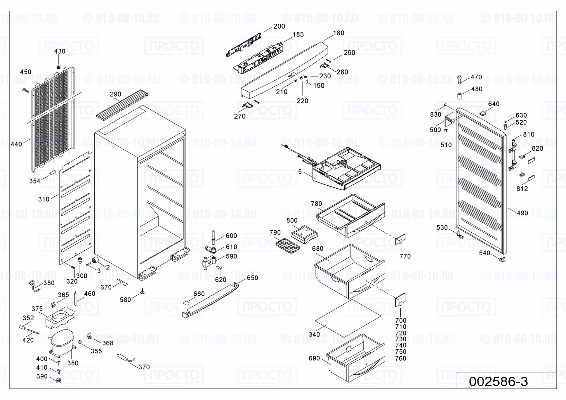 Взрыв-схема запчастей холодильника Liebherr GN 2553-20B