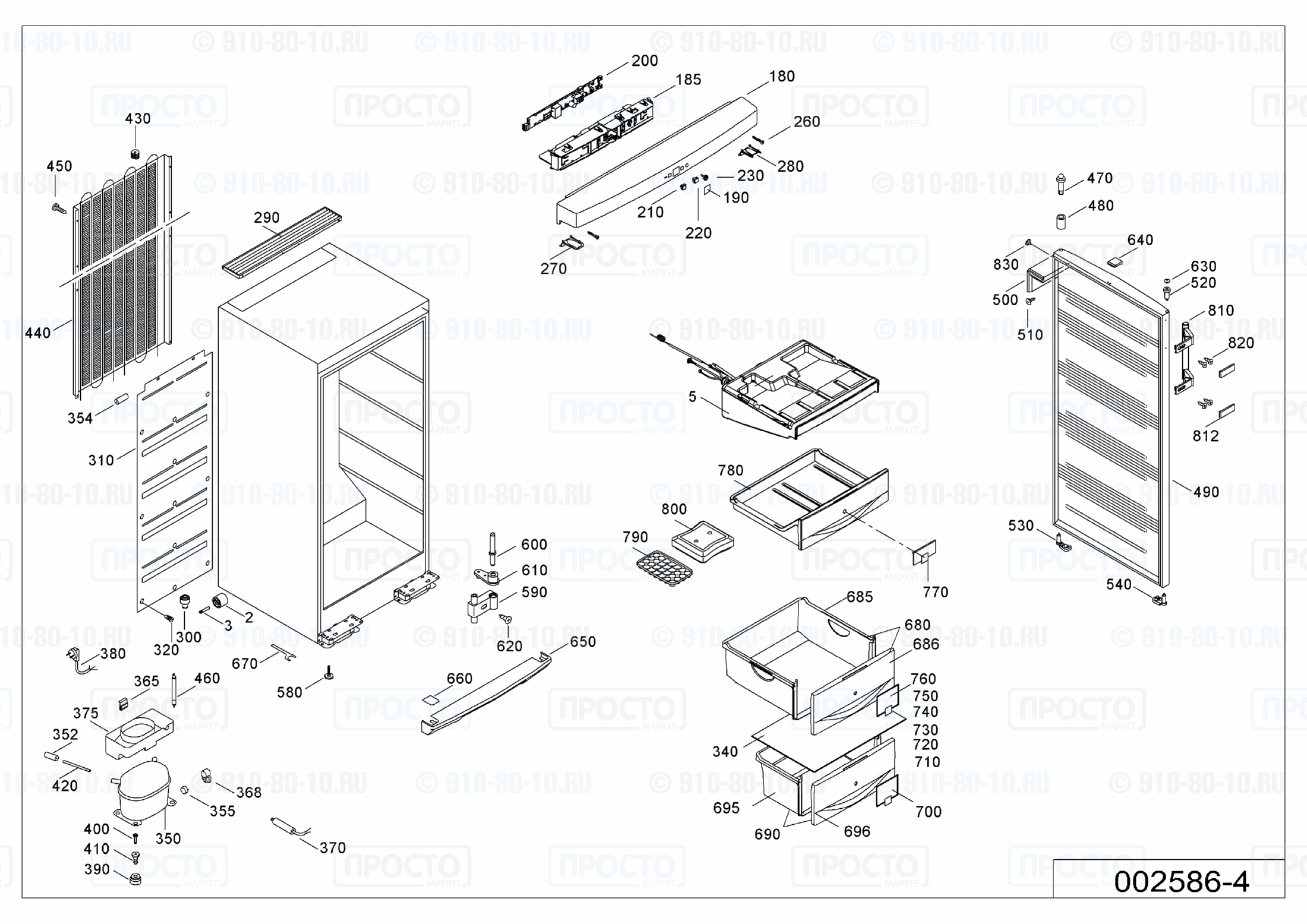 Взрыв-схема запчастей холодильника Liebherr GN 2553-20E