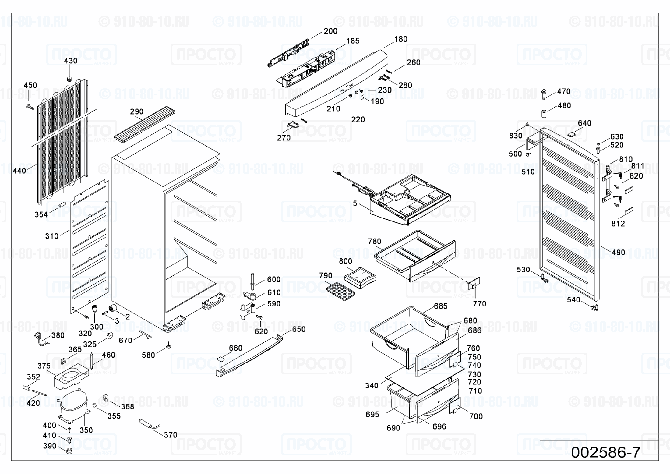 Взрыв-схема запчастей холодильника Liebherr GN 2153-20B
