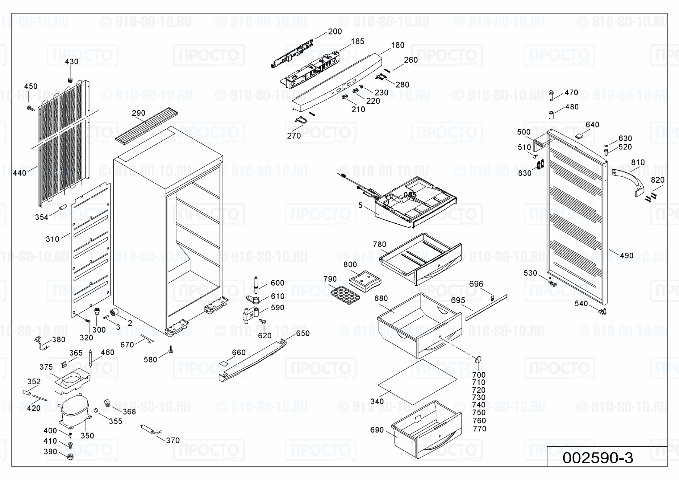 Взрыв-схема запчастей холодильника Liebherr GN 2553-20A