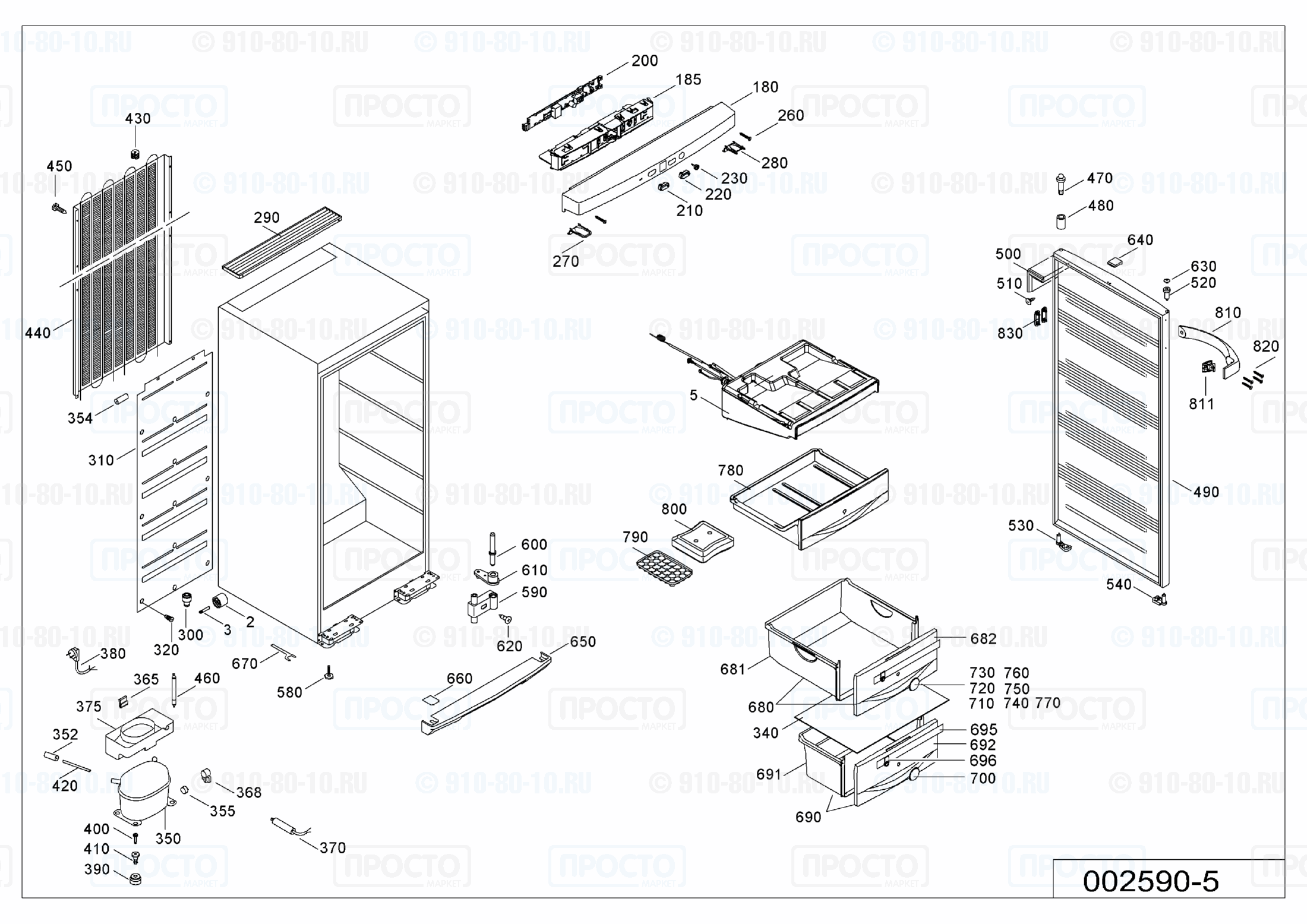 Взрыв-схема запчастей холодильника Liebherr GN 2163-20E