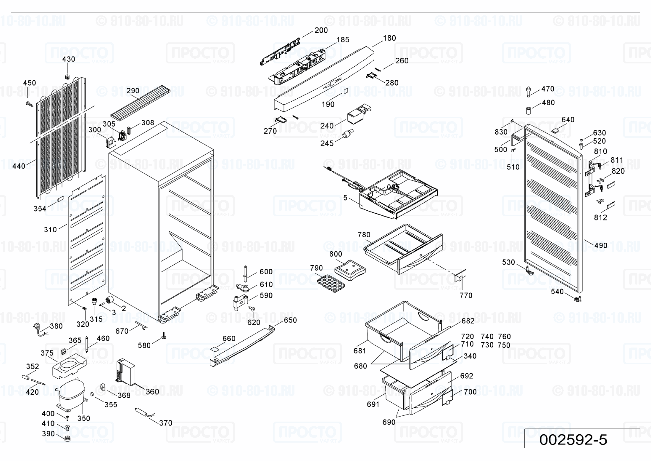Взрыв-схема запчастей холодильника Liebherr GN 2866-20E