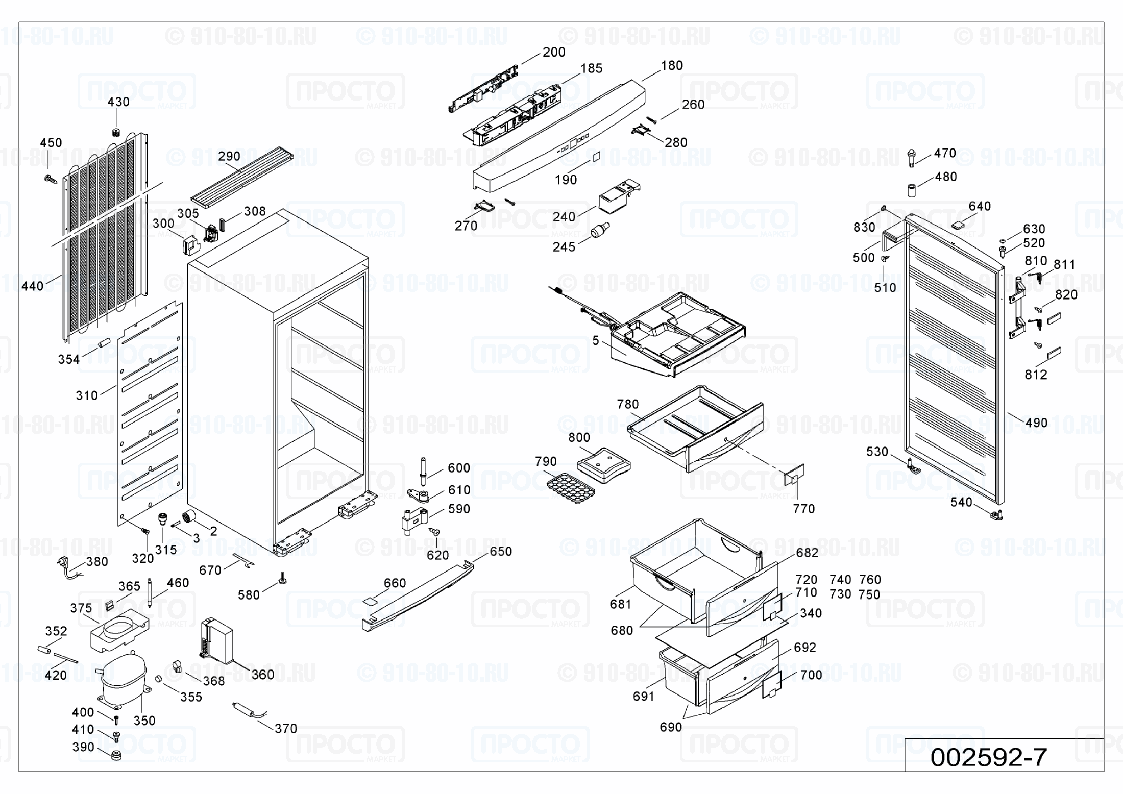 Взрыв-схема запчастей холодильника Liebherr GN 2866-20G