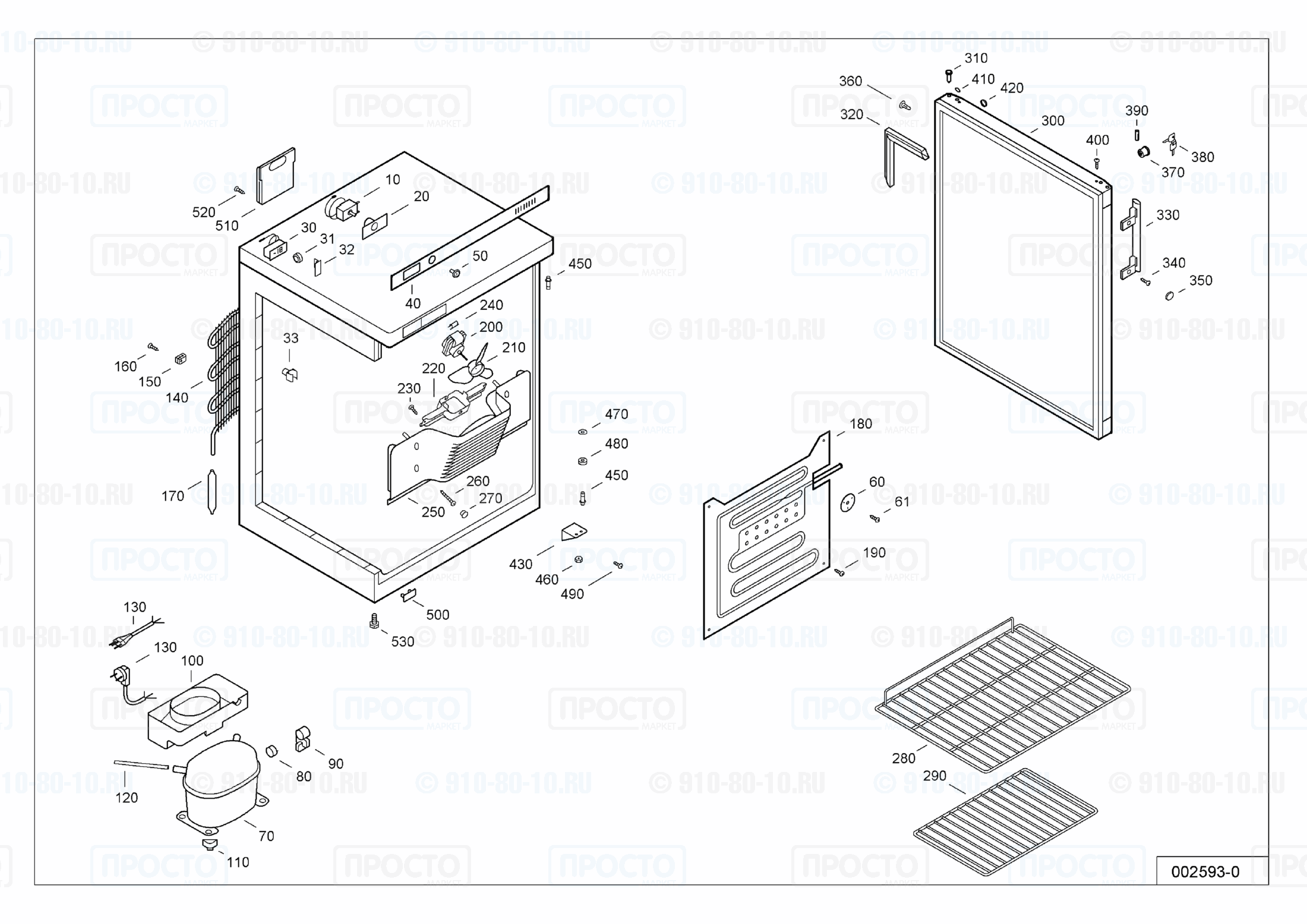 Взрыв-схема запчастей холодильника Liebherr UKS 1801-20G