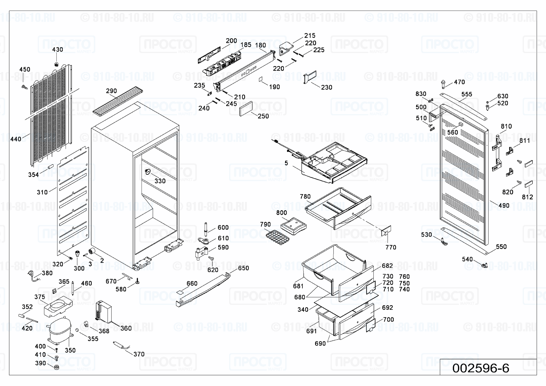 Взрыв-схема запчастей холодильника Liebherr GNes 2566-20C