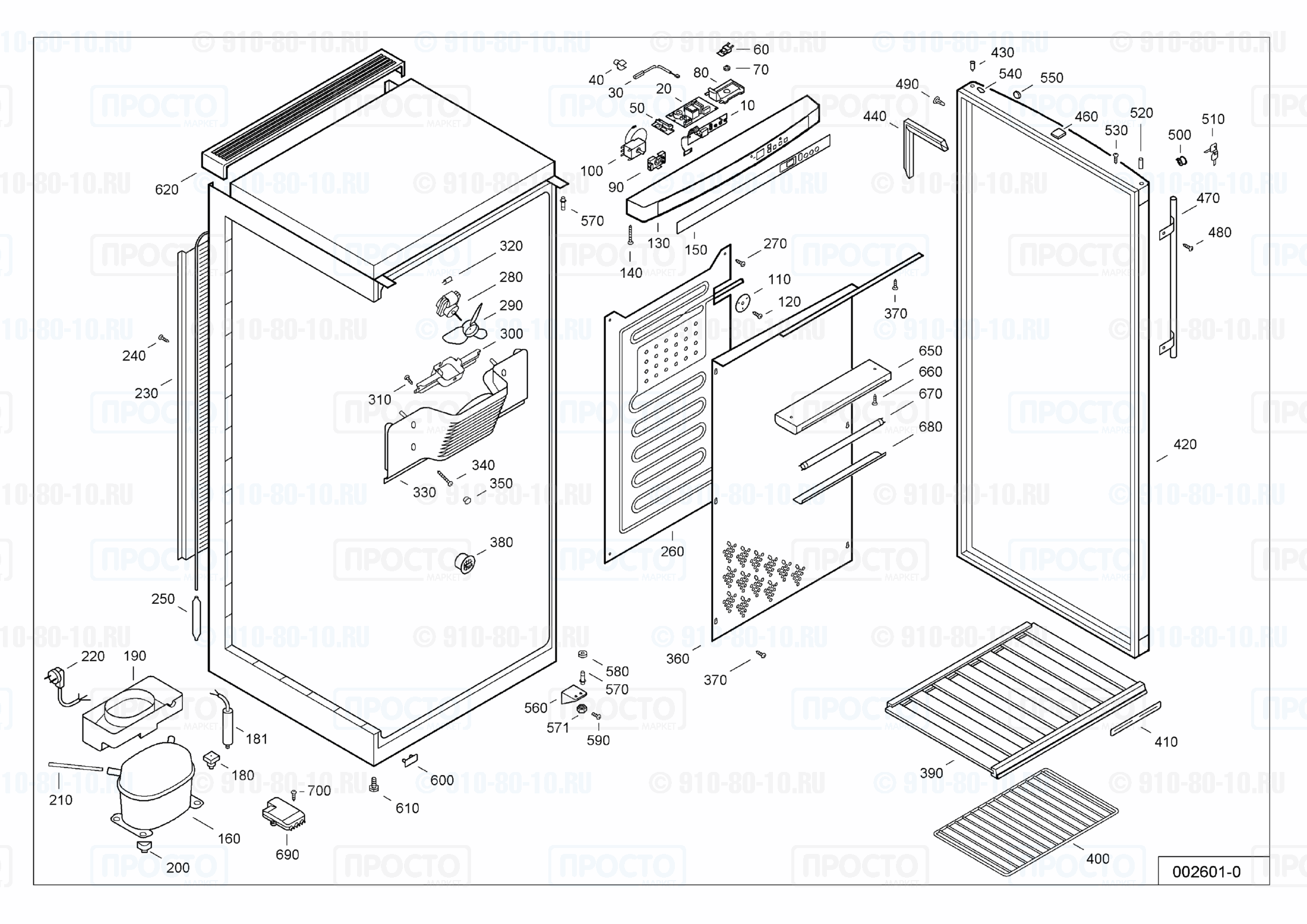 Взрыв-схема запчастей холодильника Liebherr WKes 4177-11