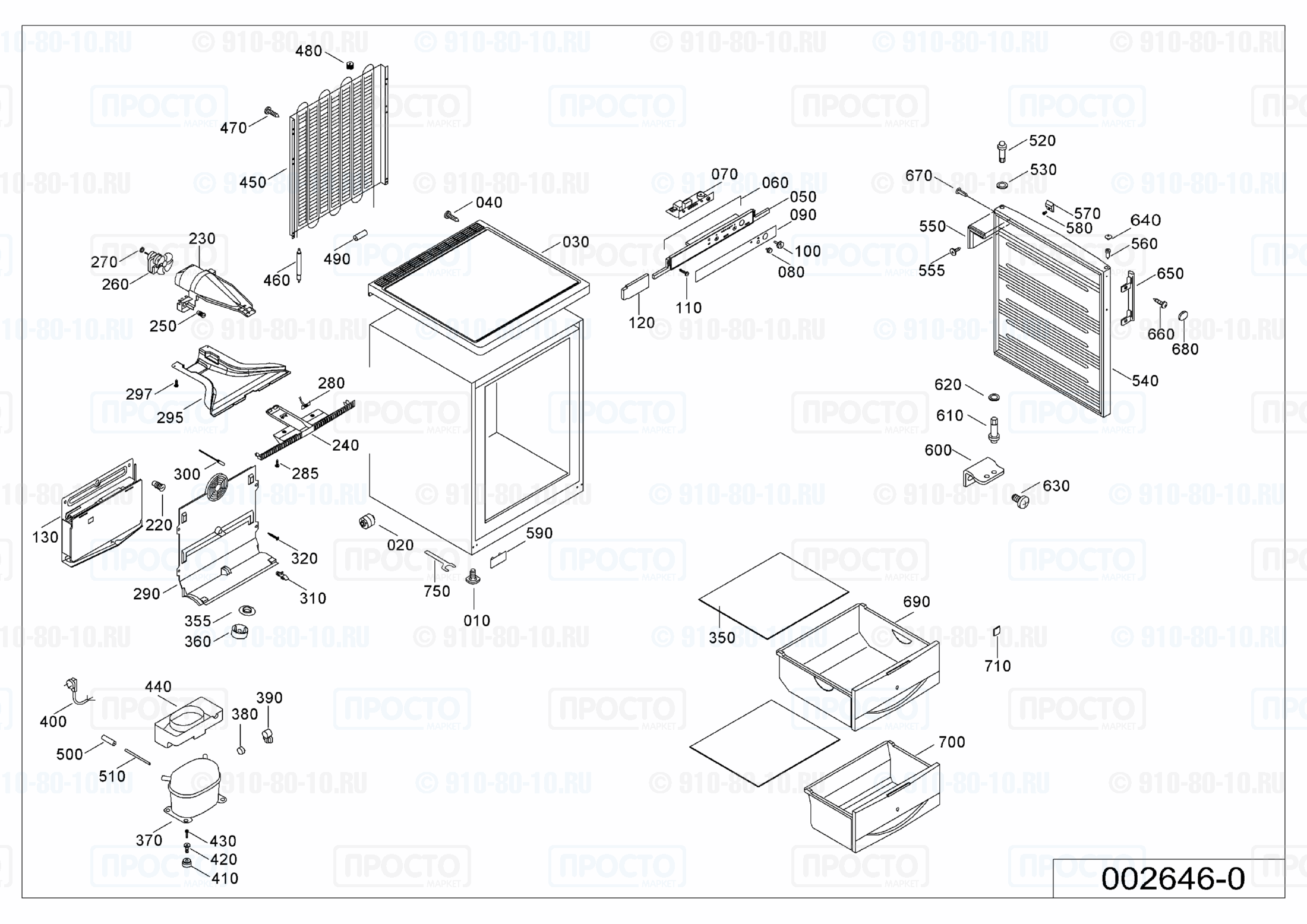 Взрыв-схема запчастей холодильника Liebherr BP 1023-20A